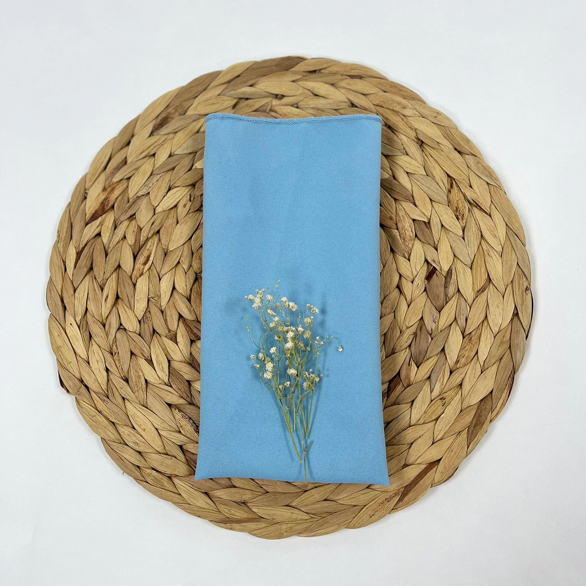 Decor Essentials Cornflower 100% Polyester Napkins Dinner Napkins With Overlocked Edges, Washable, Ideal For Parties, Weddings And Dinners (Cornflower)