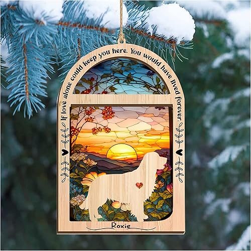 Miniatura 7 de LOVELYPOD Adorno de Navidad personalizado Golden Retriever, adorno de Golden Retriever con nombre, pérdida de mascotas, regalos para amantes de los