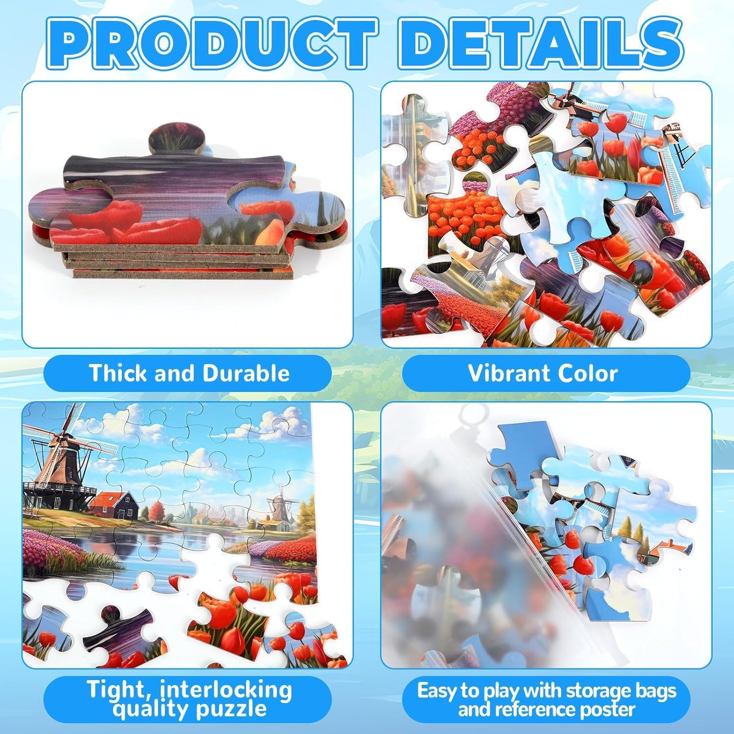 6 Pack 36-Piece Large Jigsaw Puzzles for Seniors Easy Dementia Alzheimer Products Dementia Activities Memory Training Game for Elderly Alzheimer's Patients in Nursing Home Gift (Style 3)