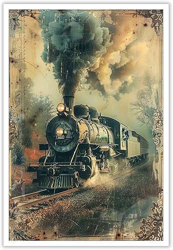 Pósteres vintage de tren de vapor, arte de pared, diseño nostálgico retro de los años 90, pintura para sala de estar, dormitorio, oficina,