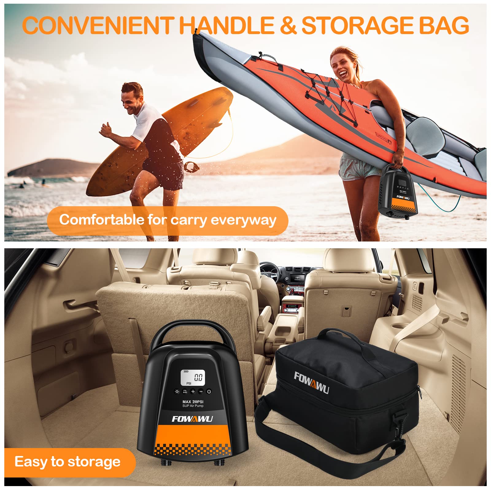 Bomba SUP Recargable Portátil Con Inflado De Doble Etapa