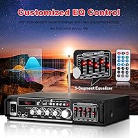 Vista 3 de Facmogu AV-111BT Home Amplifier with Equalizer, 5-Band EQ Audio Amplifier, RMS 60Wx2 Power Amplifier Receiver for Home Theater/Garage, 2 Channel