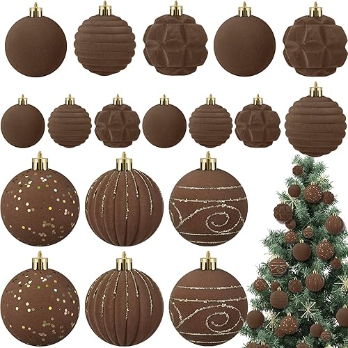 Miniatura 7 de Suzile 18 adornos de terciopelo para árbol de Navidad, bolas de Navidad, bolas de Navidad, adornos colgantes de vacaciones para árbol de Navidad