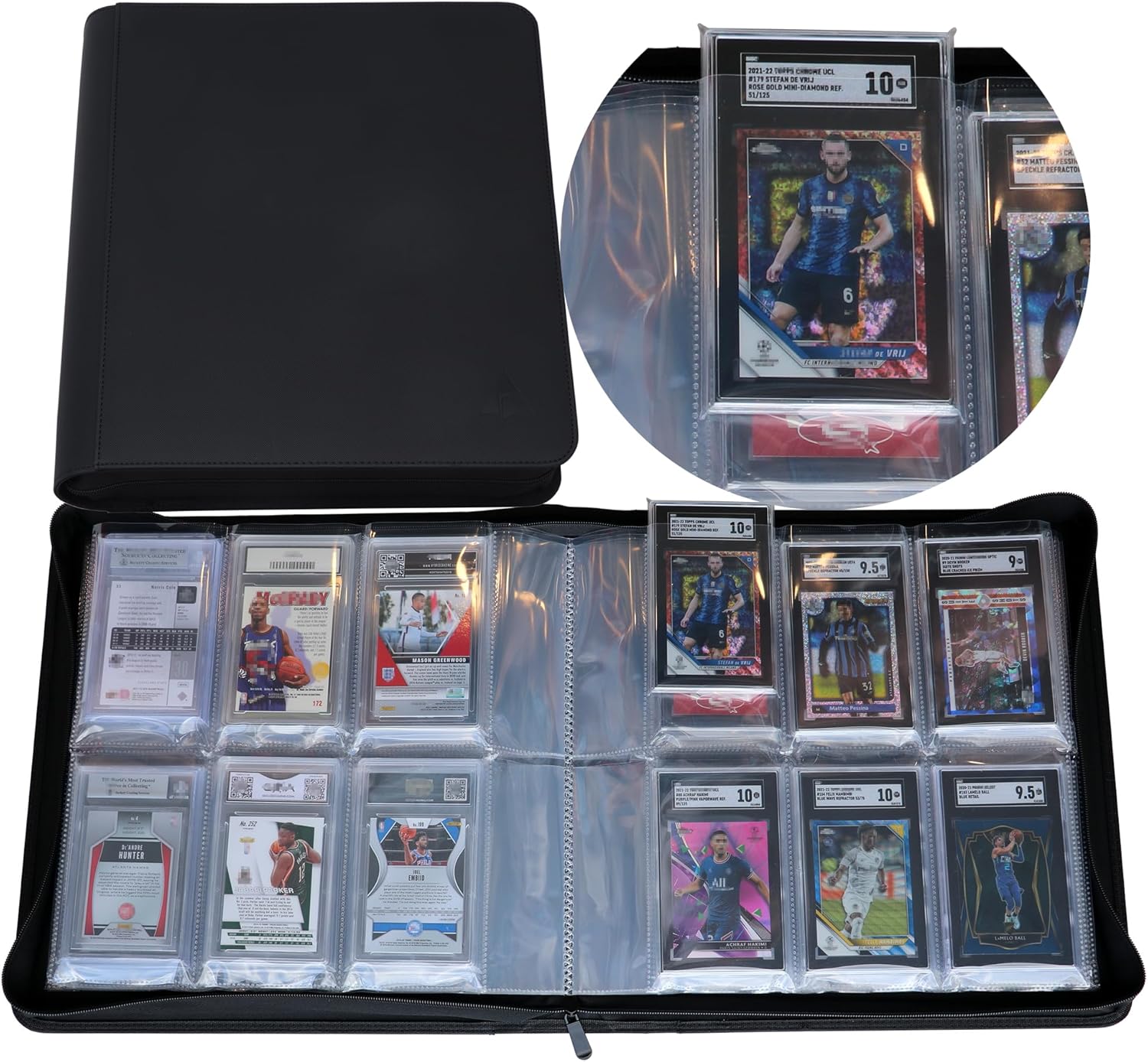 Rayvol Slab Binder, Holds 60 Slabs, 6-Pocket Graded Card Binder for SGC, BGS, HGA and GMA SGC Black