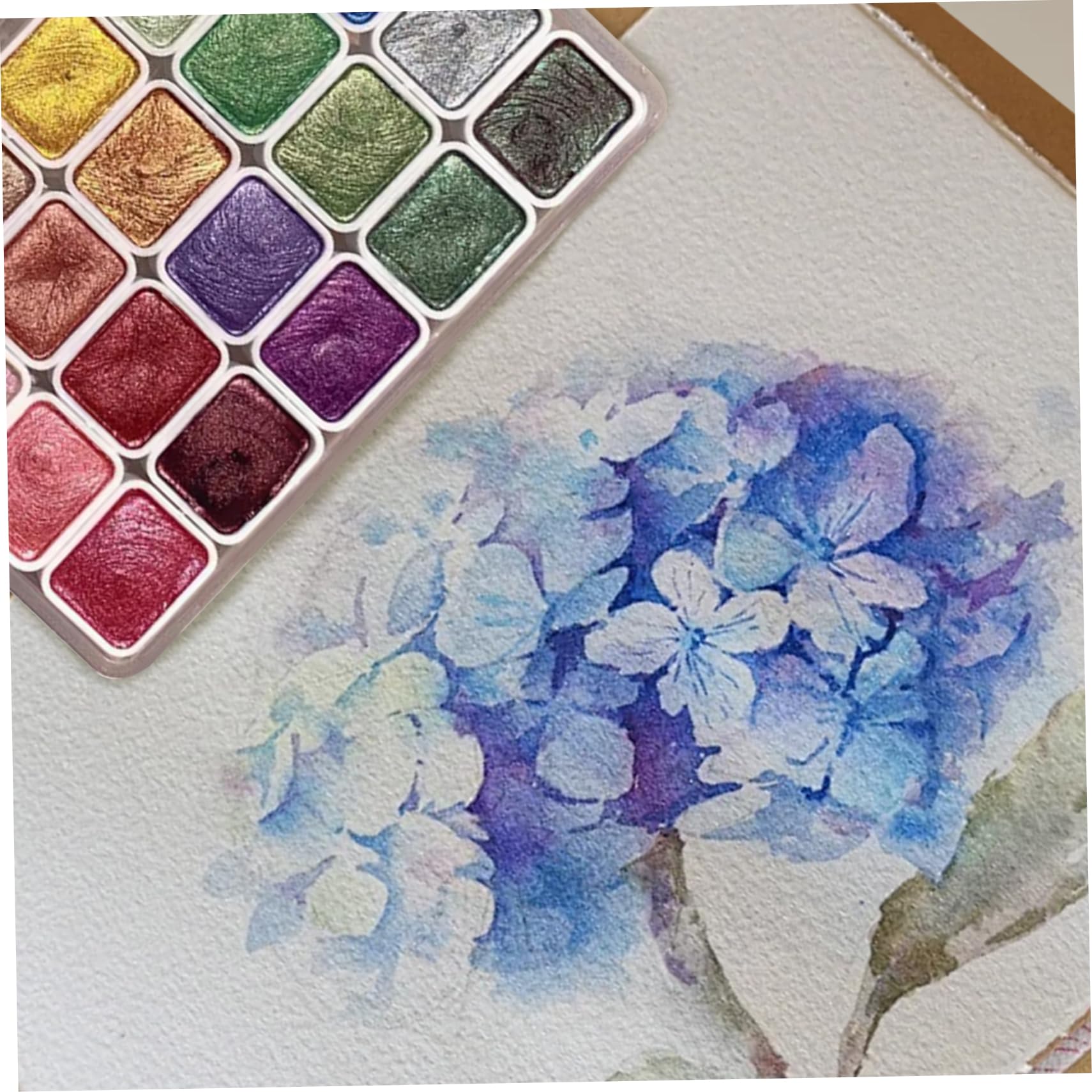 Glitter Watercolor Paint|Metallic Watercolor Paint Set 20 Colors 1ml Glitter Box Pearlescent Palette Art Supplies for Professionals Art Students - 2