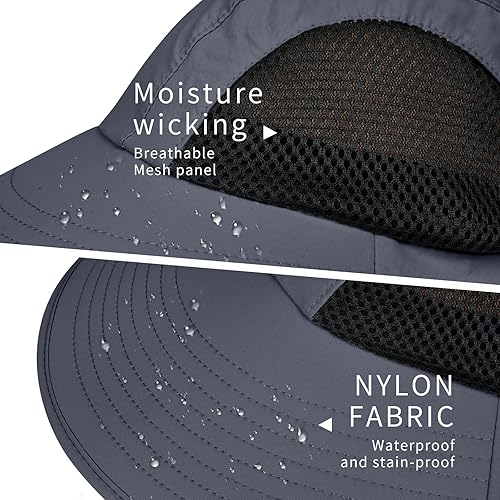 Miniatura 10 de Sombrero de sol para hombres y mujeres con solapa para el cuello, protección UV UPF 50+, sombreros de pesca para senderismo, sombrero de ala ancha