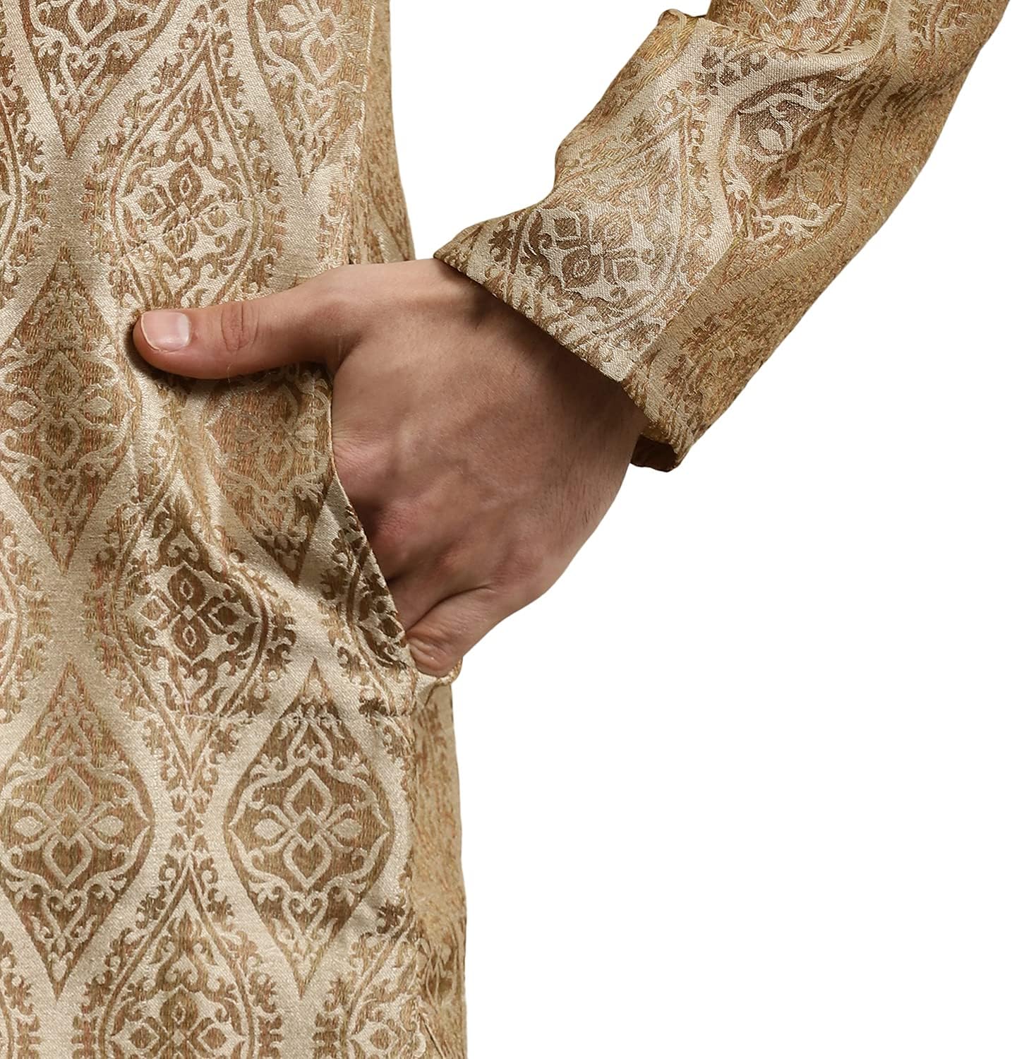 Sojanya (Since 1958 Men'S Cotton Linen Blue Foil Printed Only Long Kurta - Image 4