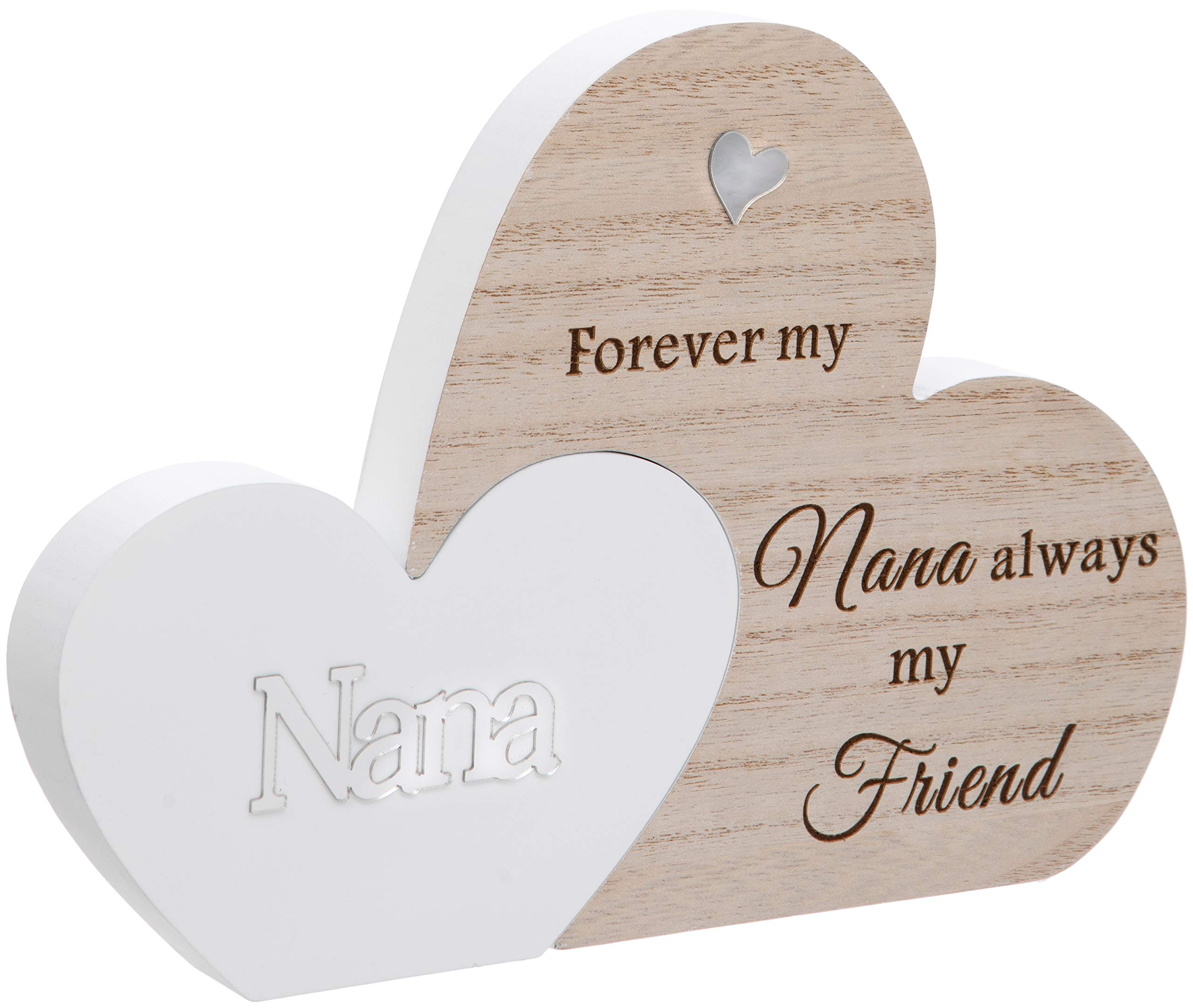 Free Standing Double Heart Plaque Sentiment Gift - Nana