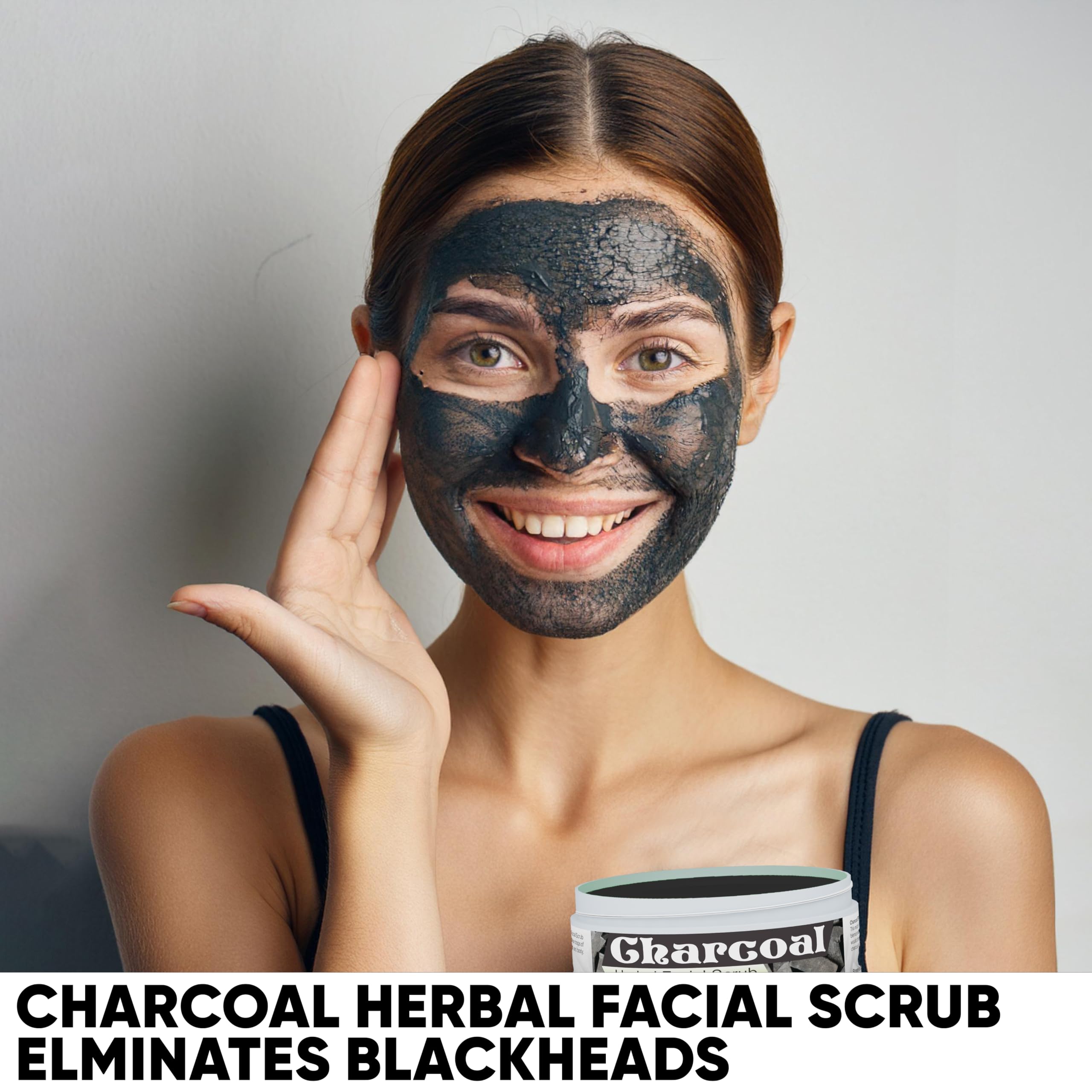 Herboganic Exfoliante facial a base de hierbas y carbón | Exfoliante corporal natural | Exfoliante facial con carbón activado para mujeres y hombres | Exfoliante | Exfoliante | Exfoliante, 1 unidad