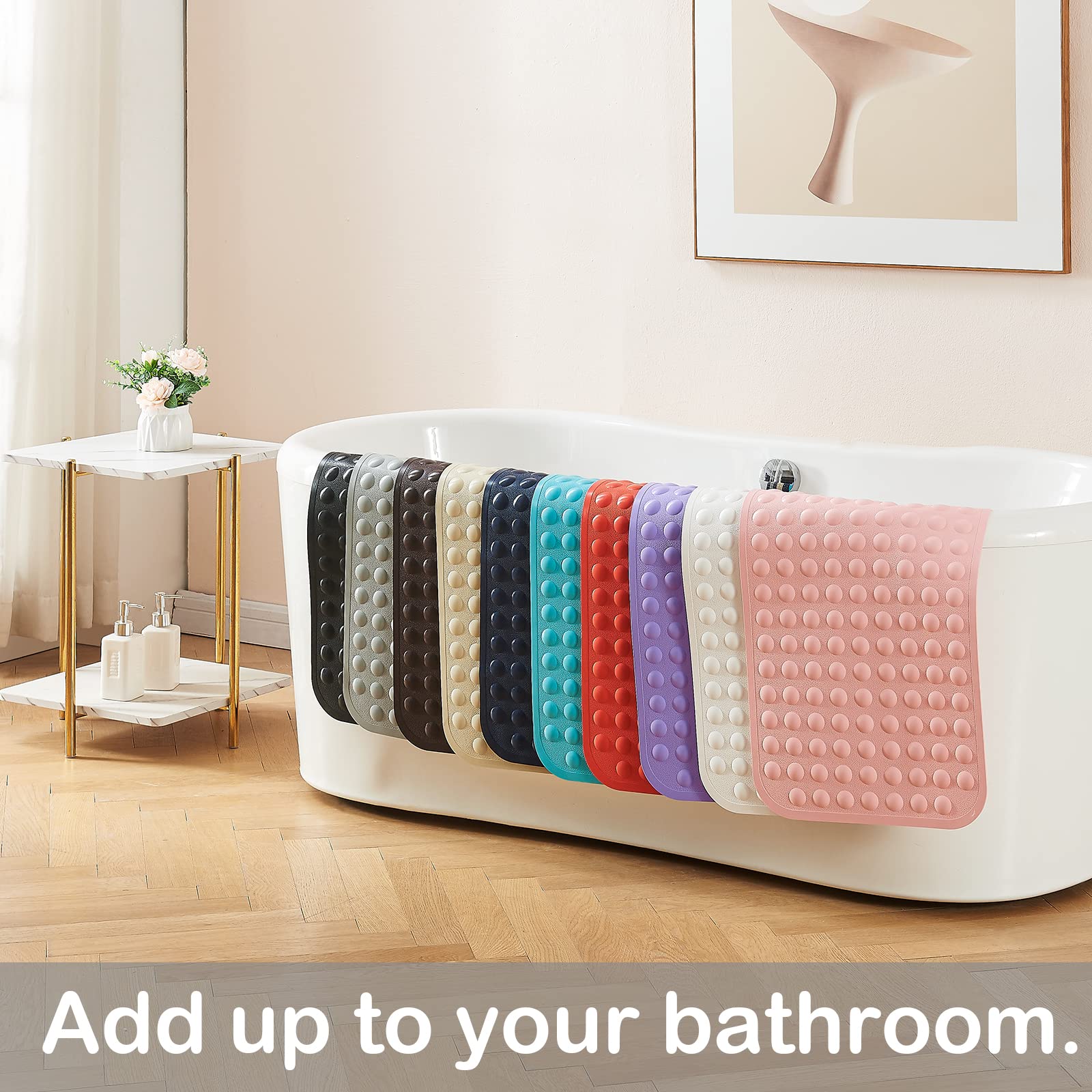 Yanzifly Alfombrilla Antideslizante para bañera, Silicona Suave y Segura, con ventosas, Antideslizante, Mate, para niños y Ancianos, no tóxica, Lavable a máquina, Color Rosa
