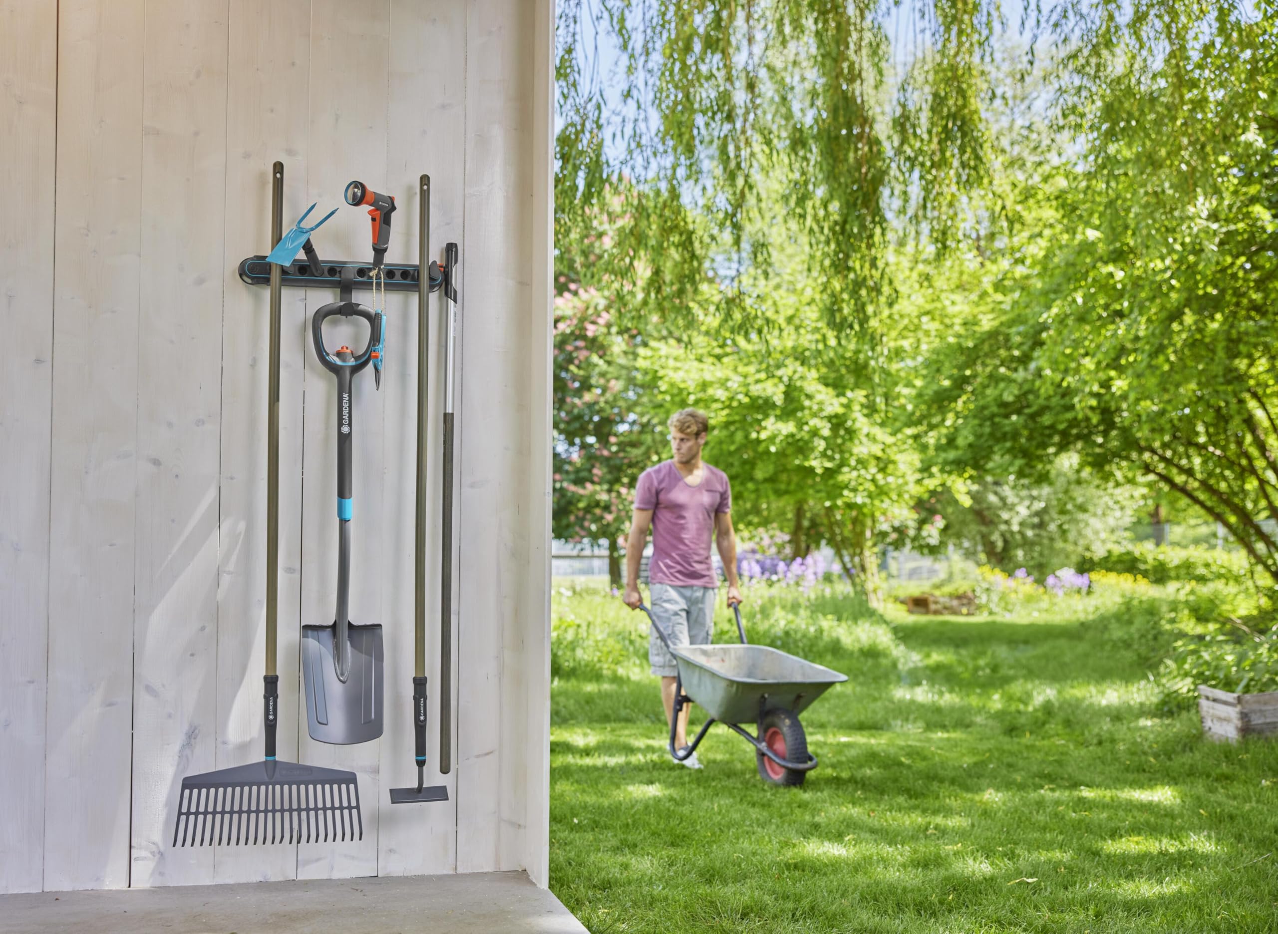 Gardena Porta-Manici Flex: Supporto per Due Manici Comuni e Attrezzi, espansione della rastrelliera Flex, Flessibili, in Materiale Riciclato, 2 pz (3508-20)