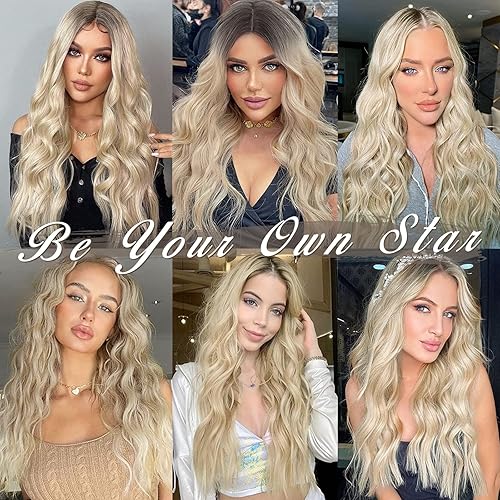 Miniatura 5 de BARSDAR Extensiones de cabello con clip, extensiones de cabello rubio ondulado de 18 pulgadas con clip para mujer, 5 piezas gruesas, naturales,