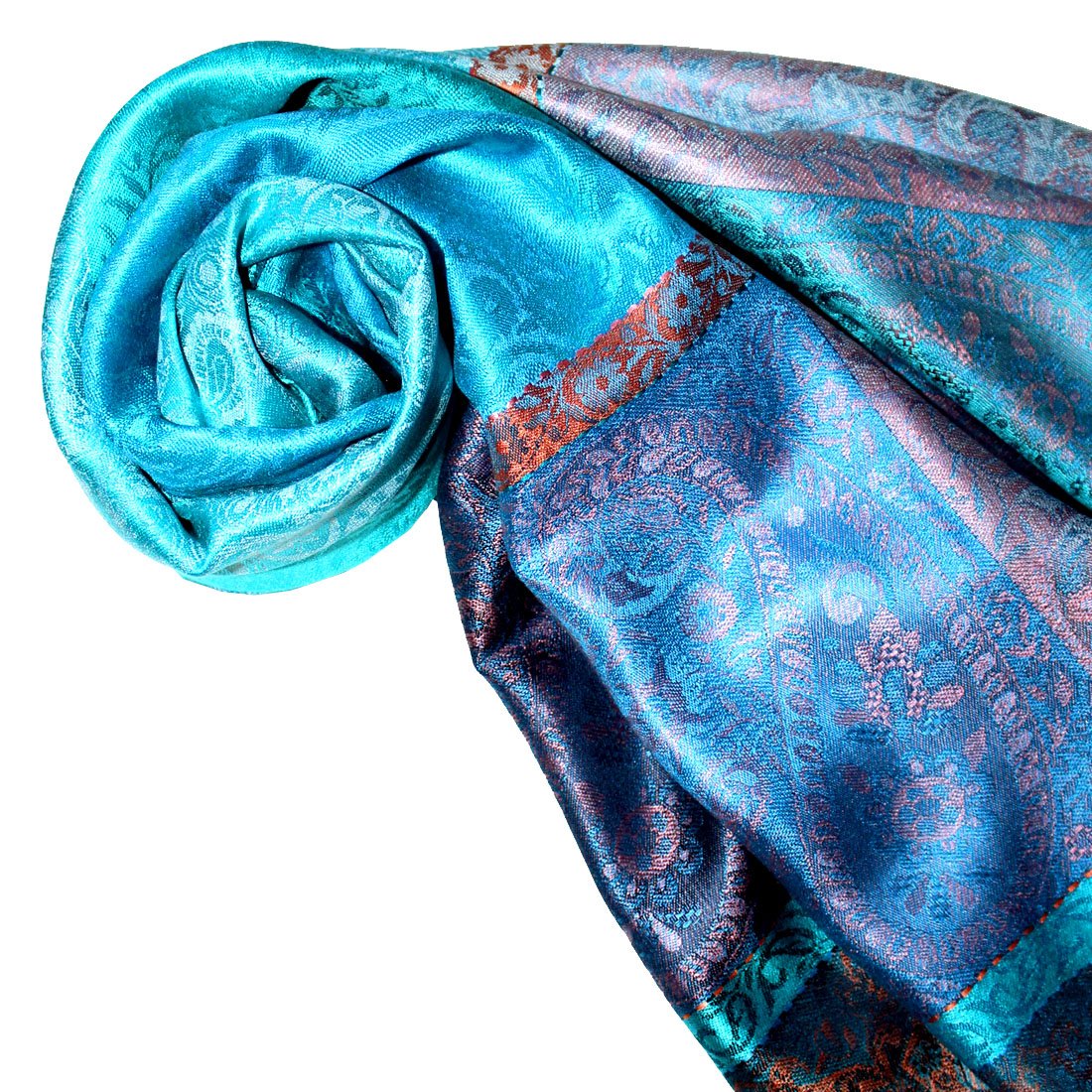 Lorenzo Cana Pashmina Foulard jacquard tissé 100 % soie Motif cachemire Écharpe en soie pashmina Multicolore 70 x 190 cm