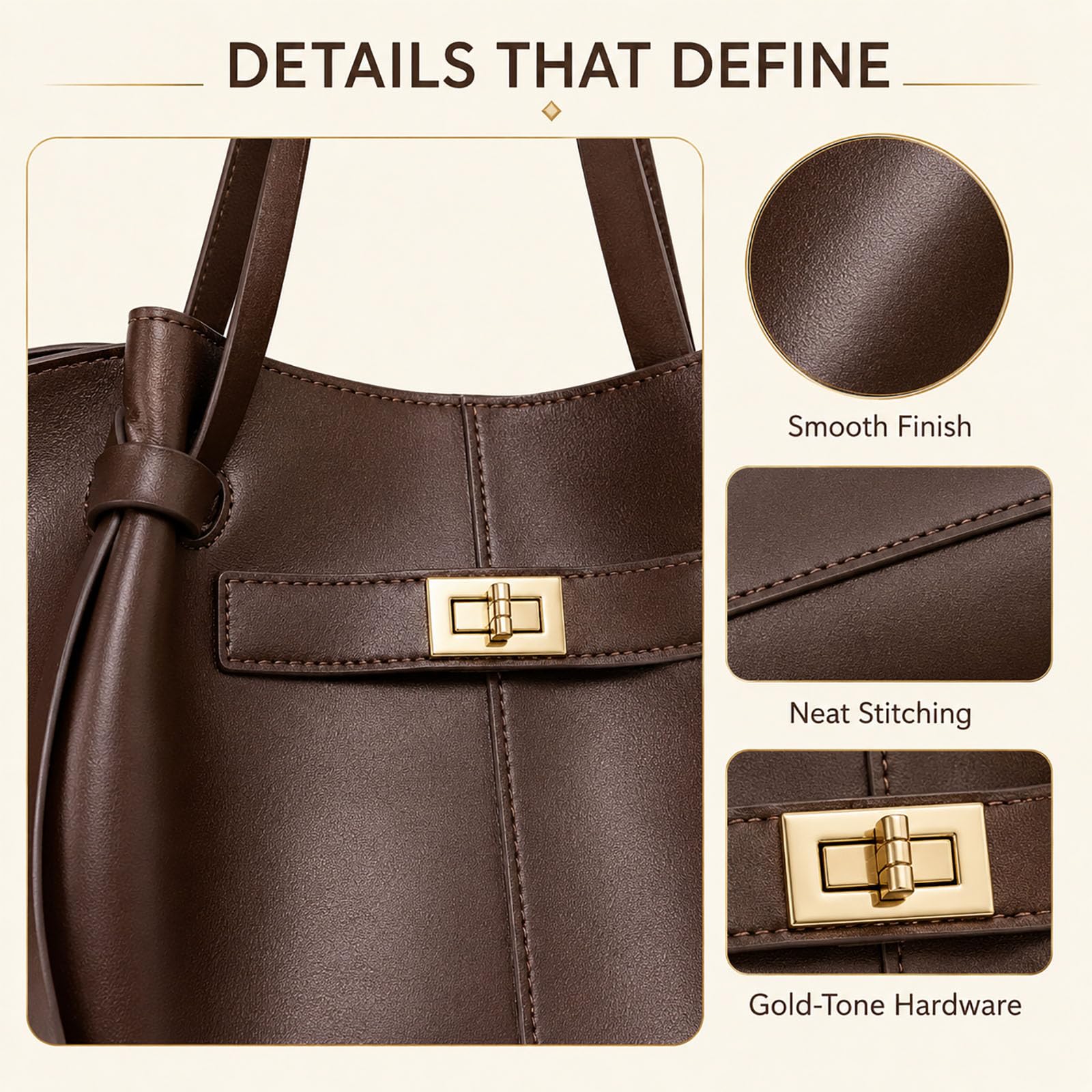 Adius Bolso Tote para Mujer, Bolso Tote de Piel para Mujer
