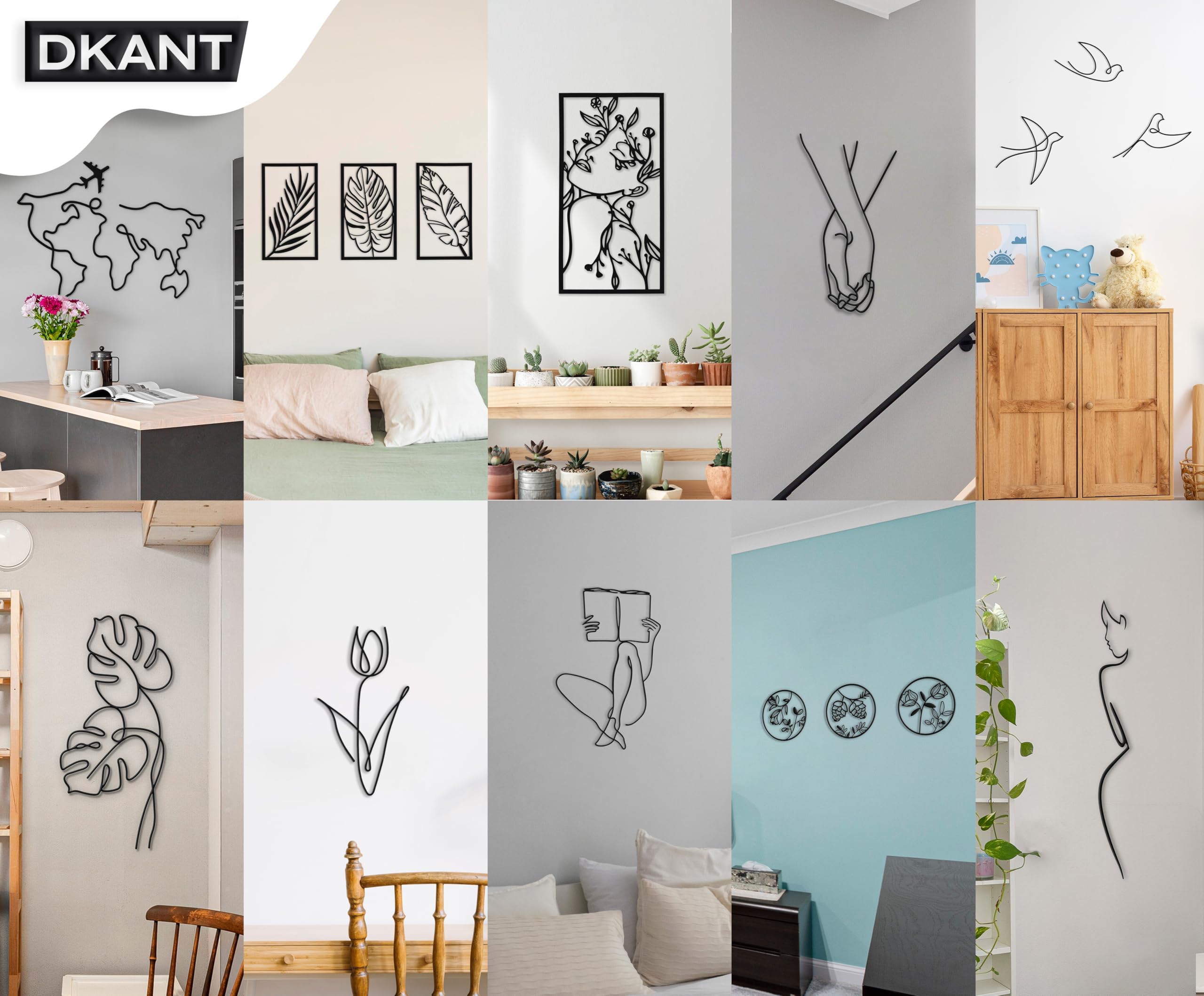 Dkant Mappamondo da Parete (115x85 cm) - Quadri Moderni Soggiorno | Decorazione da Parete in Metallo per Camera da Letto, Cucina e Ufficio - Wall Art - Facile Fissaggio (Viti Incluse)