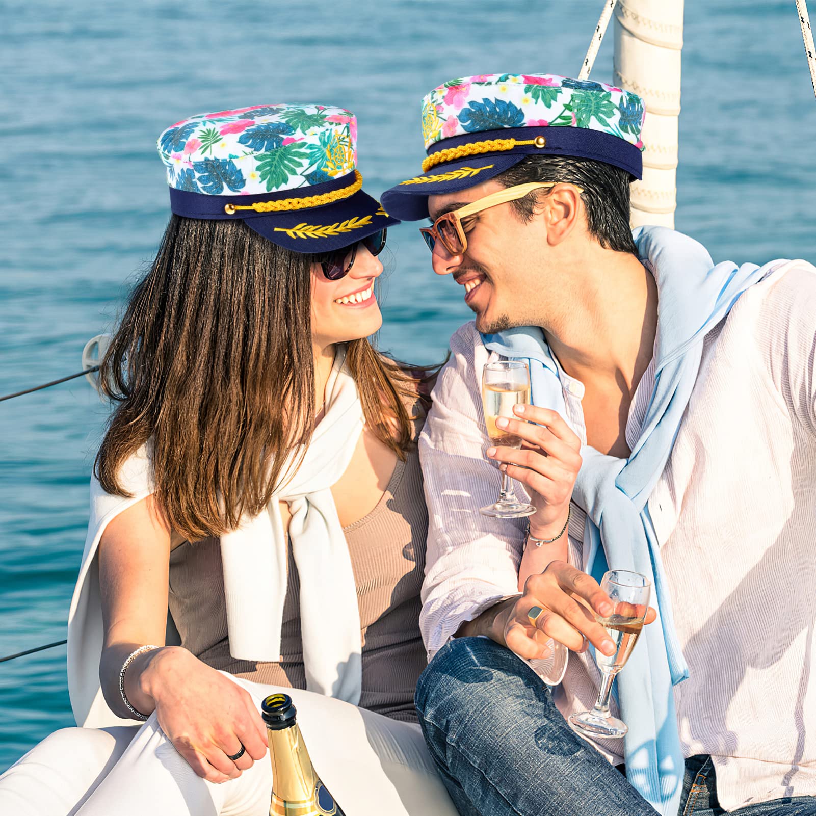 Embroidered Captain Hat Women’s Hats Men's Hats Pink Cap Adjustable Captain Hat Admiral Captain Hat Nautical Party Caps Nautical Party Hat Adjustable Captain Caps Sailor Caps Boat - Image 3