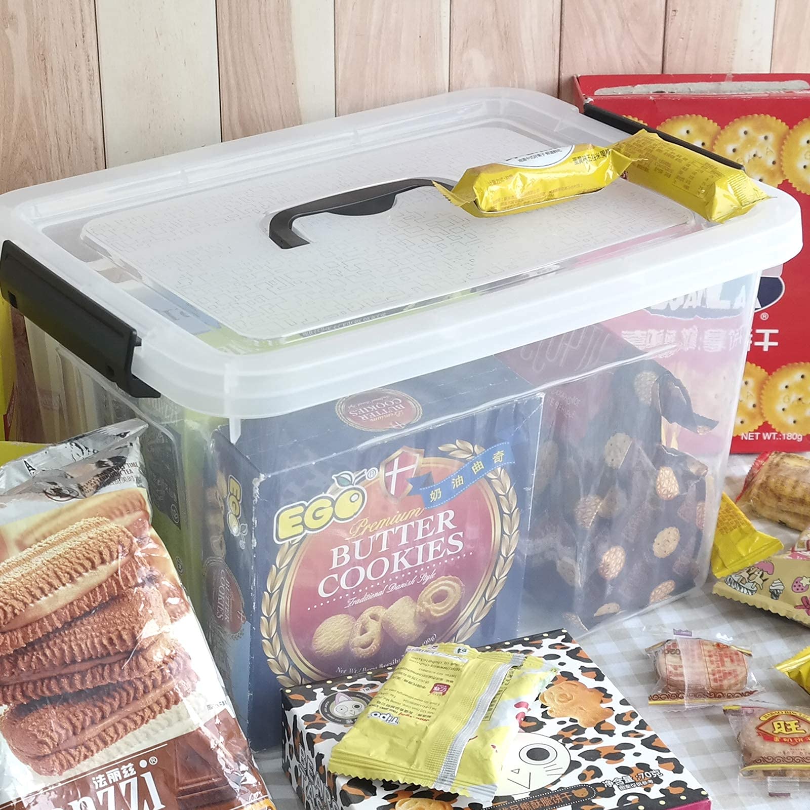 Lot de 6 boîtes de rangement en plastique transparent avec couvercle 12 l