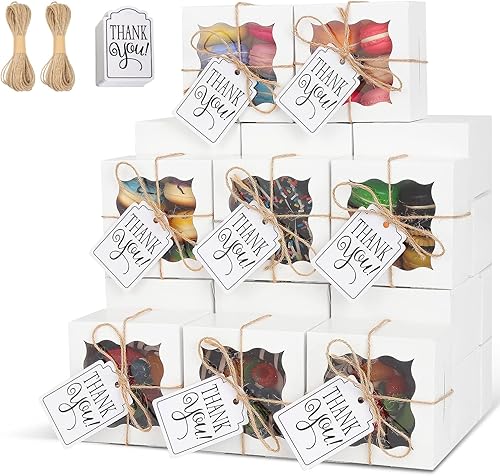 Miniatura 84 de KPOSIYA 120 cajas de panadería marrones con ventana, cajas individuales para cupcakes de 4 x 4 x 2.5 pulgadas, cajas de galletas de papel kraft