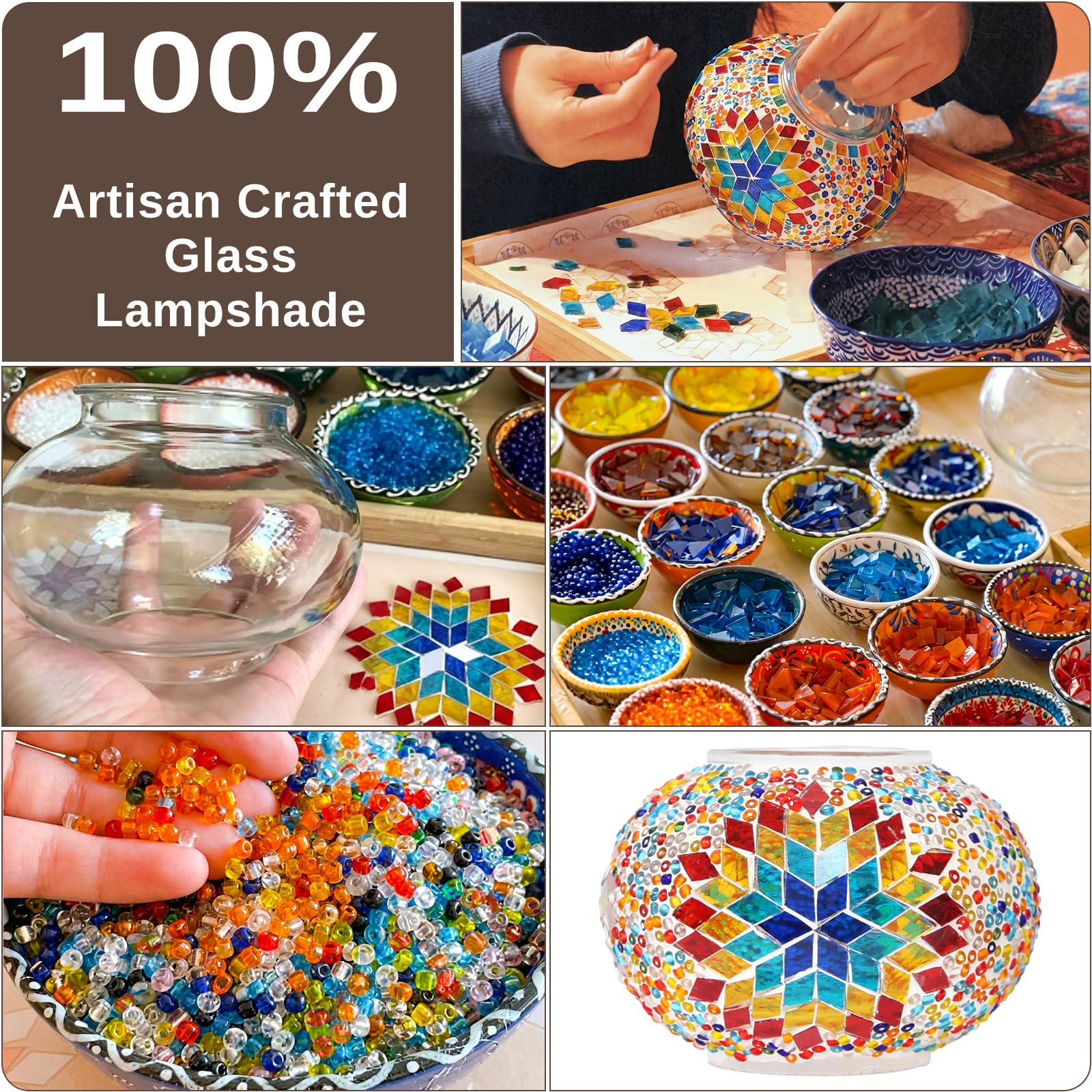 Boncoo Turkish Mosaic Floor Lamp, 5 Globes Moroccan Lamp Stained Glass — product photo