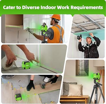 Laser Level with 60in Tripod, HUEPAR 98Ft Self Leveling Laser Level Green Line Laser Cross Line Laser Leveler Tool for Picture Hanging, Home Renovation, Indoor Project, Battery&Carrying Bag Included