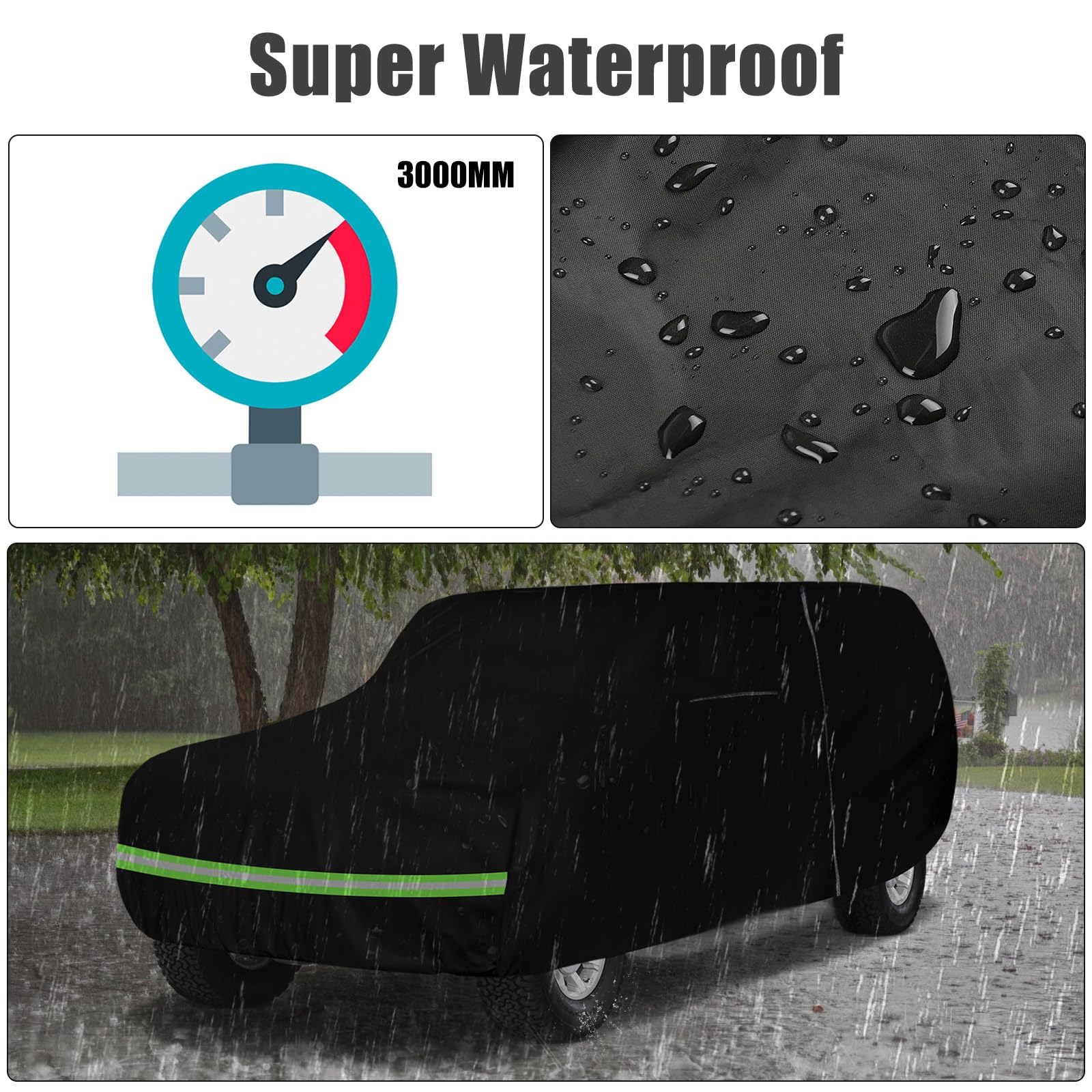 Waterproof Car Cover Replace for 1971-1980 International Harvester Scout II 210T All Weather Classic Car Covers with Zipper Door for Snow Rain Dust Protection