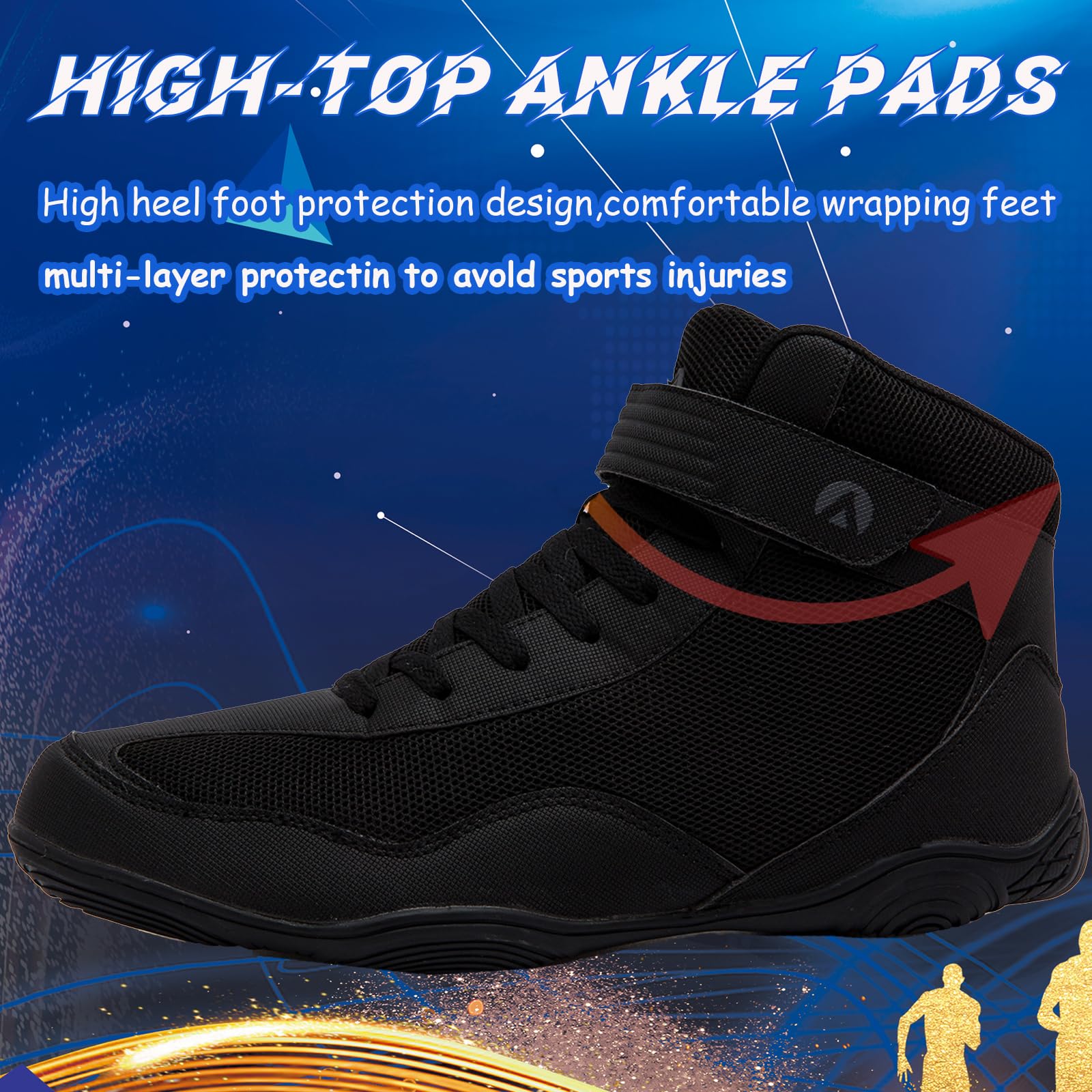 Botas de Lucha para Hombre Zapatos de Lucha Profesional Deportivos Ligeros Zapatos de Boxeo para Entrenamiento físico Wrestling Shoes