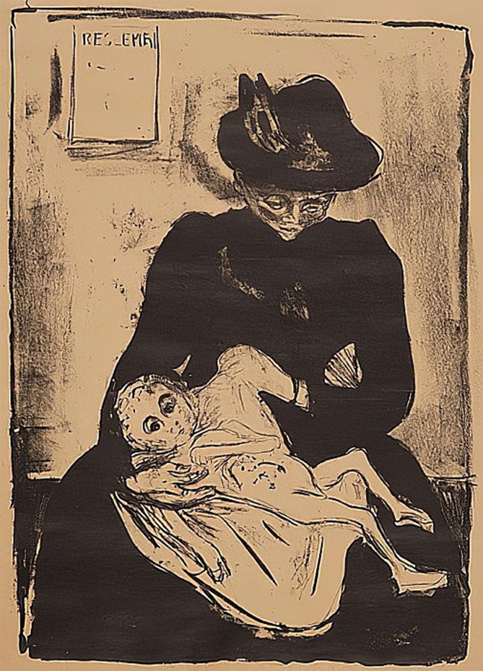 ARTXLXXBN Famous Painting Canvas Artwork Graffiti Print Erbschaft by Edvard Munch Portrait Canvas Image for Home Decor 60x90cm