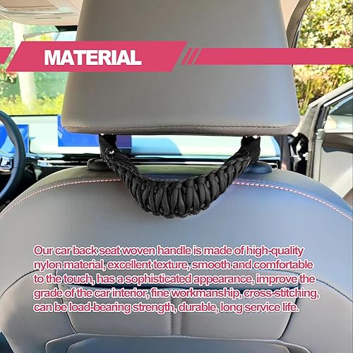 Miniatura 6 de Juego de 2 asas de agarre para reposacabezas anticolisión de seguridad, para asiento delantero y trasero, kit de asas de agarre para barra