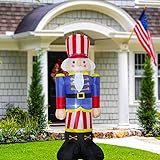 Patriotic Inflatables Independence Day 4th of July Nutcracker Solider Blow Up Holidays Party Front Door Garden Yard Lawn Decor Lighted Decoration (5Ft Patriotic Nutcracker)