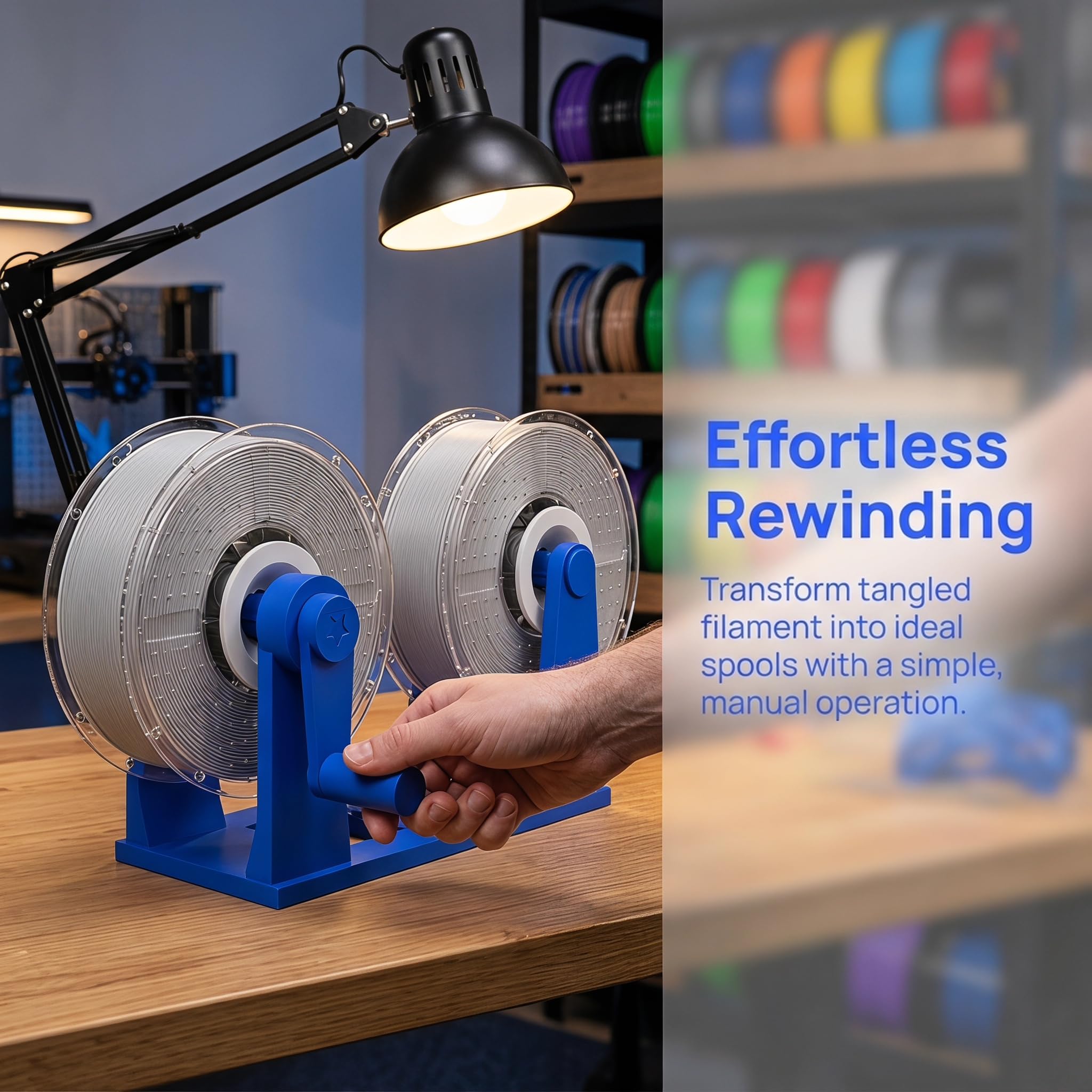 3d-filament-umspulmaschine, Handbetriebener 3d-drucker-spulenwickler, Doppelspule, 1-kg-standard-filamentrollen-organizer Für Pla-, Abs- Und Petg-druckfilament