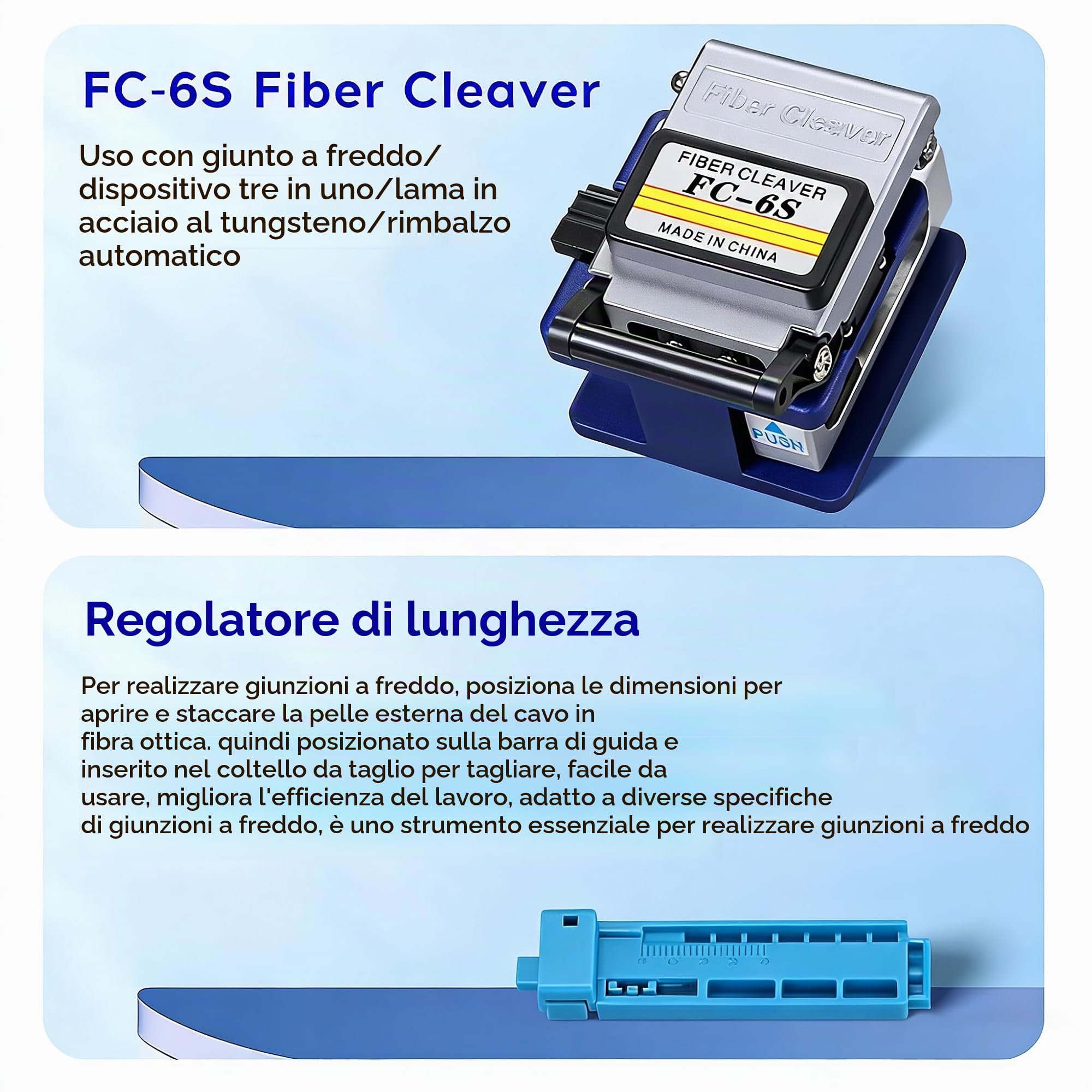 Kit di strumenti per fibra ottica, kit di strumenti FTTH 11 in 1 con mannaia FC-6S, misuratore di potenza ottica, localizzatore visivo di guasti Spellafili per fibra ottica da 10 km