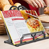 Vista 6 de JOGREFUL Soporte para libro de cocina, de hierro fundido, resistente para libros de recetas, soporte para libros de recetas de cocina, soporte