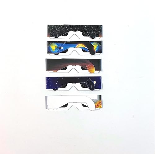 Miniatura 2 de Bookishbunny 5 pares de gafas de papel de los espectadores del eclipse solar que ven el sol ISO certificaron 5pk, Varios colores