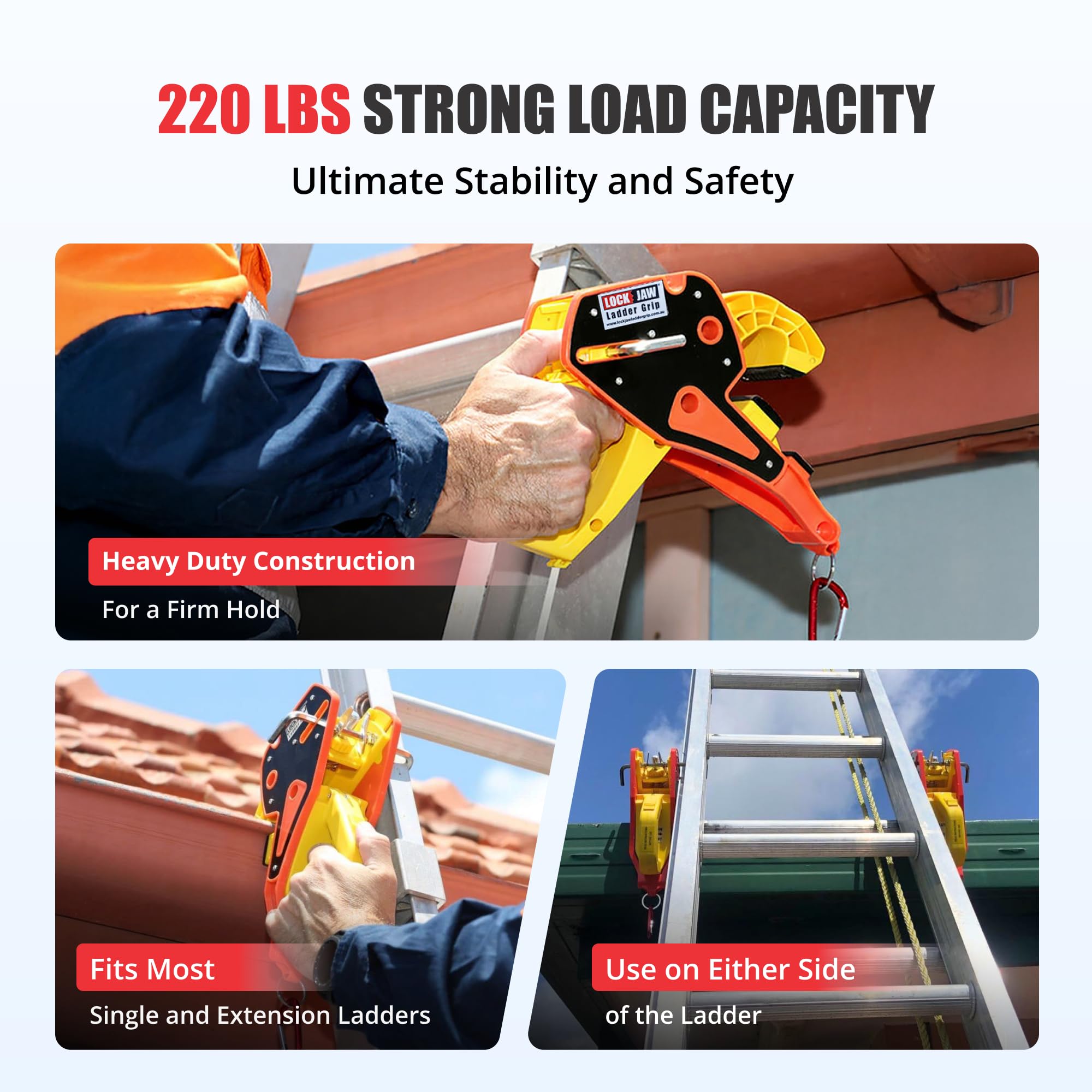 Lock Jaw Ladder Grip - Ladder Safety Clip - Feel Secure on Your Ladders and Climb Safer (zestaw 1)