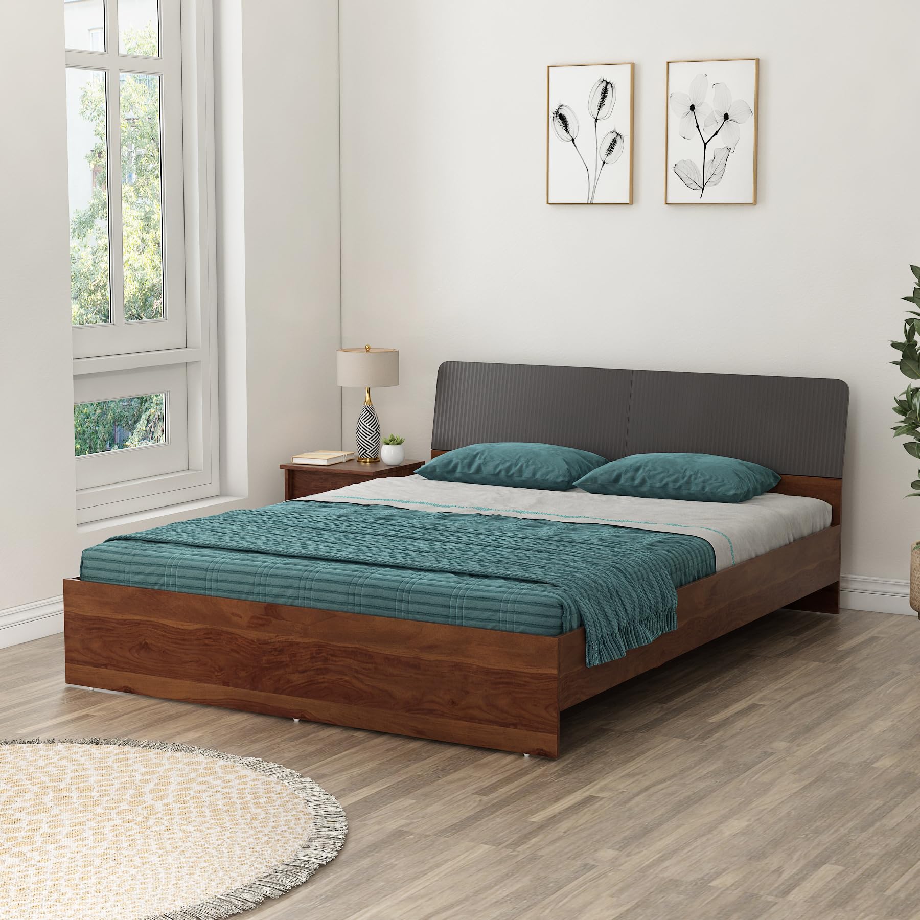 Spacewood Gravenza Bed |King Size (78 X 72) Engineered Wood Bed Without Storage | 3 Year Warranty | Modern Design |Engineered Wood | Sheesham & Slate Grey-picture-28
