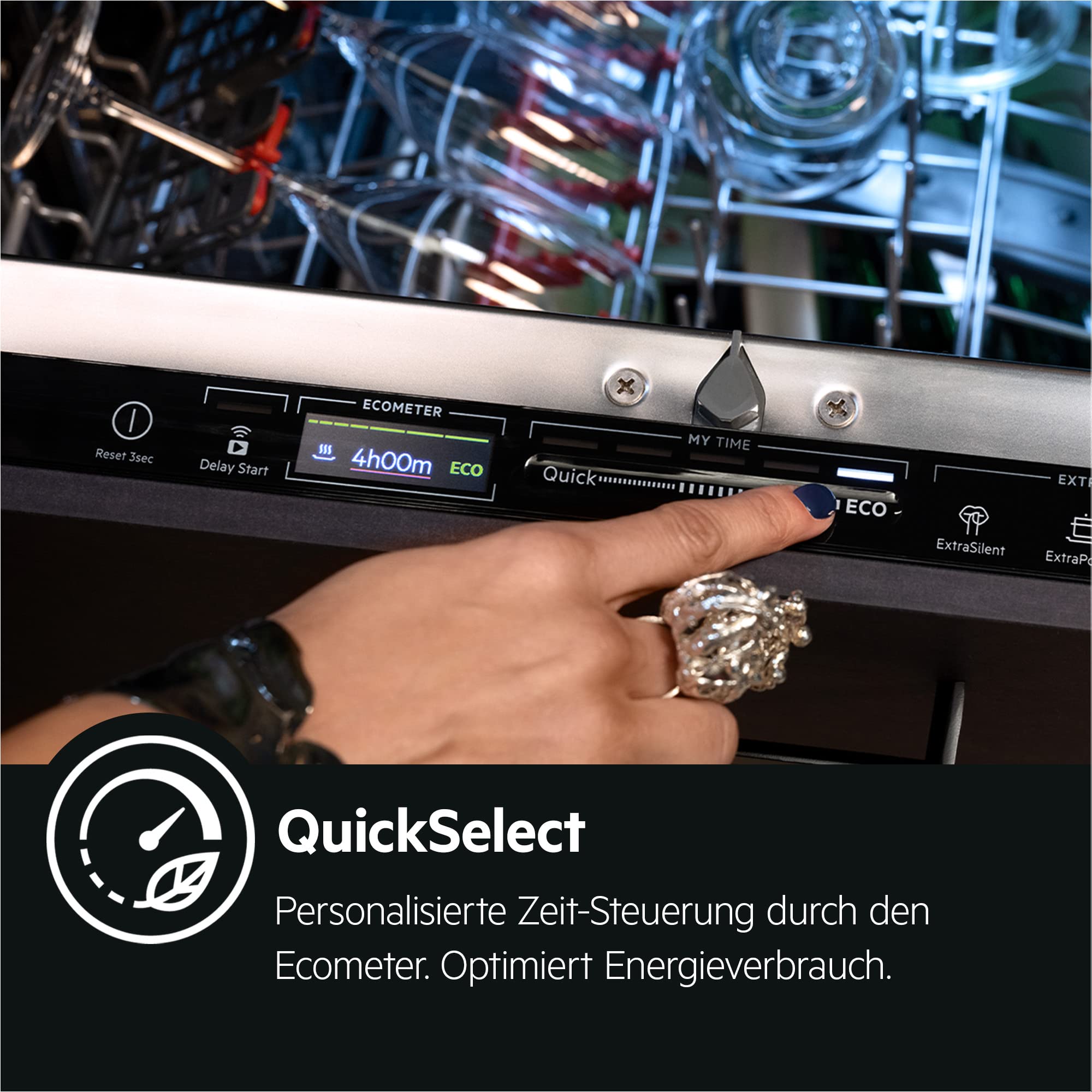 AEG FSB5361CZ Vollintegrierter-Geschirrspüler, Serie 6000 mit SatelliteClean Sprüharm, 60cm, AirDry für perfekte Trocknungsergebnisse, Besteckkorb, QuickSelect Display, Startzeitvorwahl, Wasserstopp