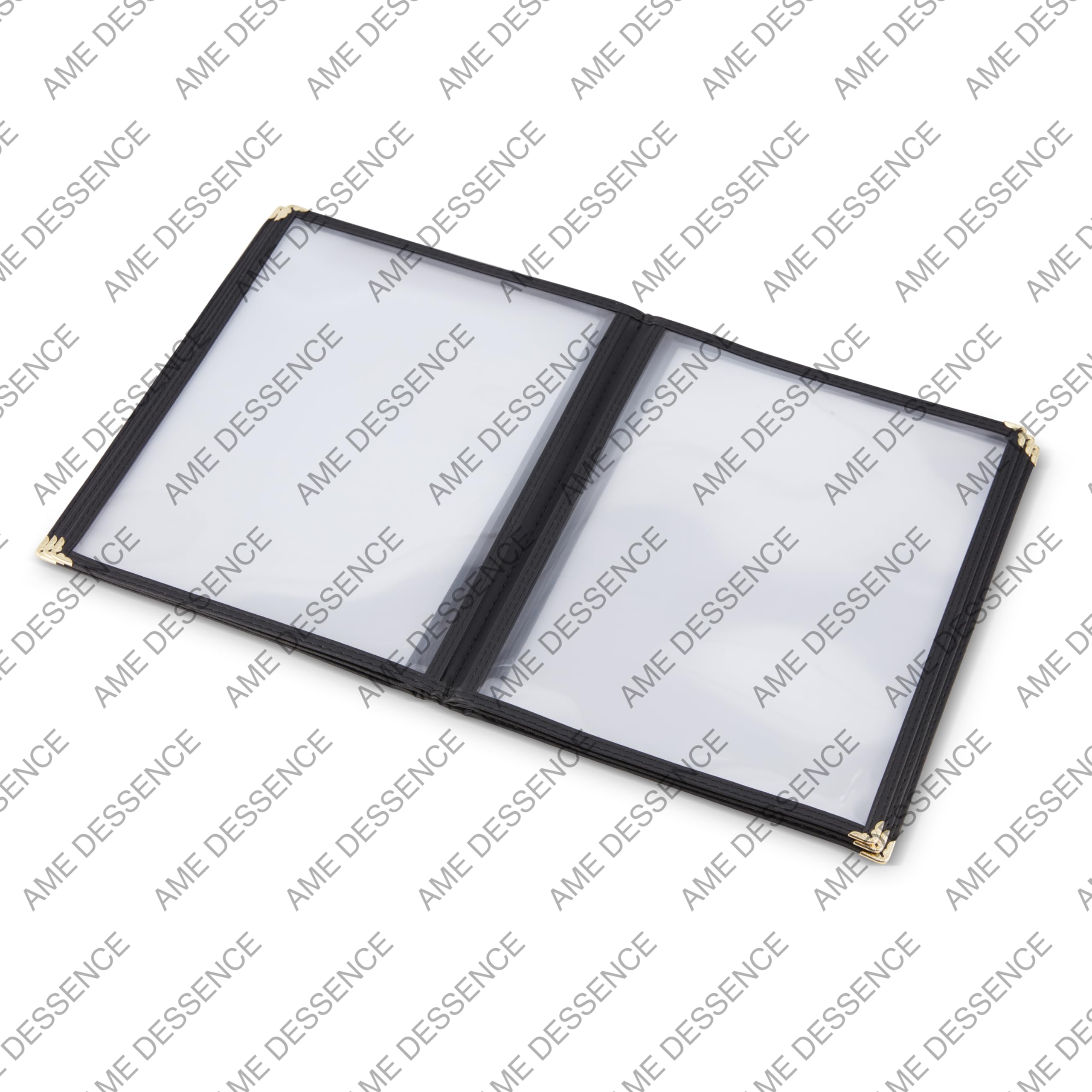 (10 Pack) AME D'ESSENCE Durable Black Six Fold Menu Cover, 8.5