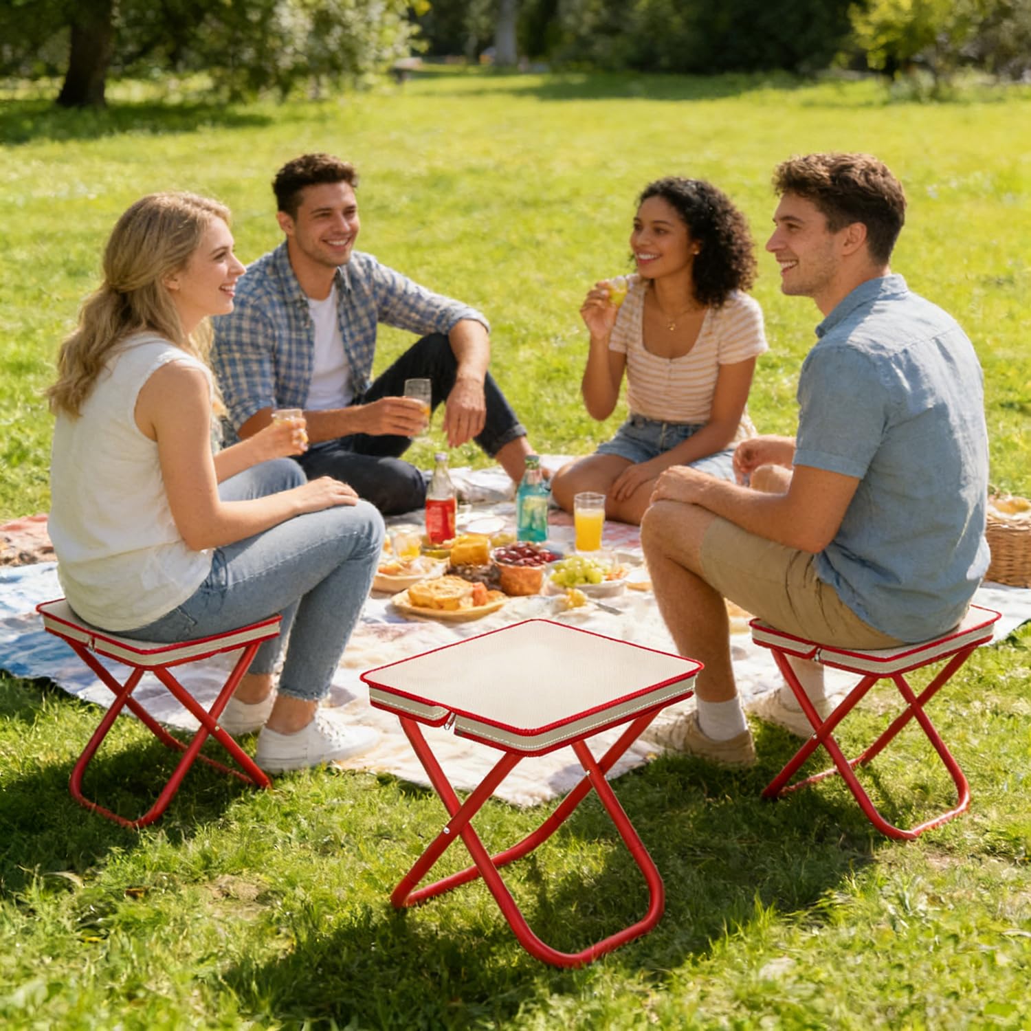 Sgabello Pieghevole Sedie Pieghevoli - 1 Pezzo, Rosso, Portatile Campeggio da Sgabelli, Adatto Tutti Tipi di Attività All'aperto, tra cui Campeggio, Escursionismo, Pesca Feste In Spiaggia