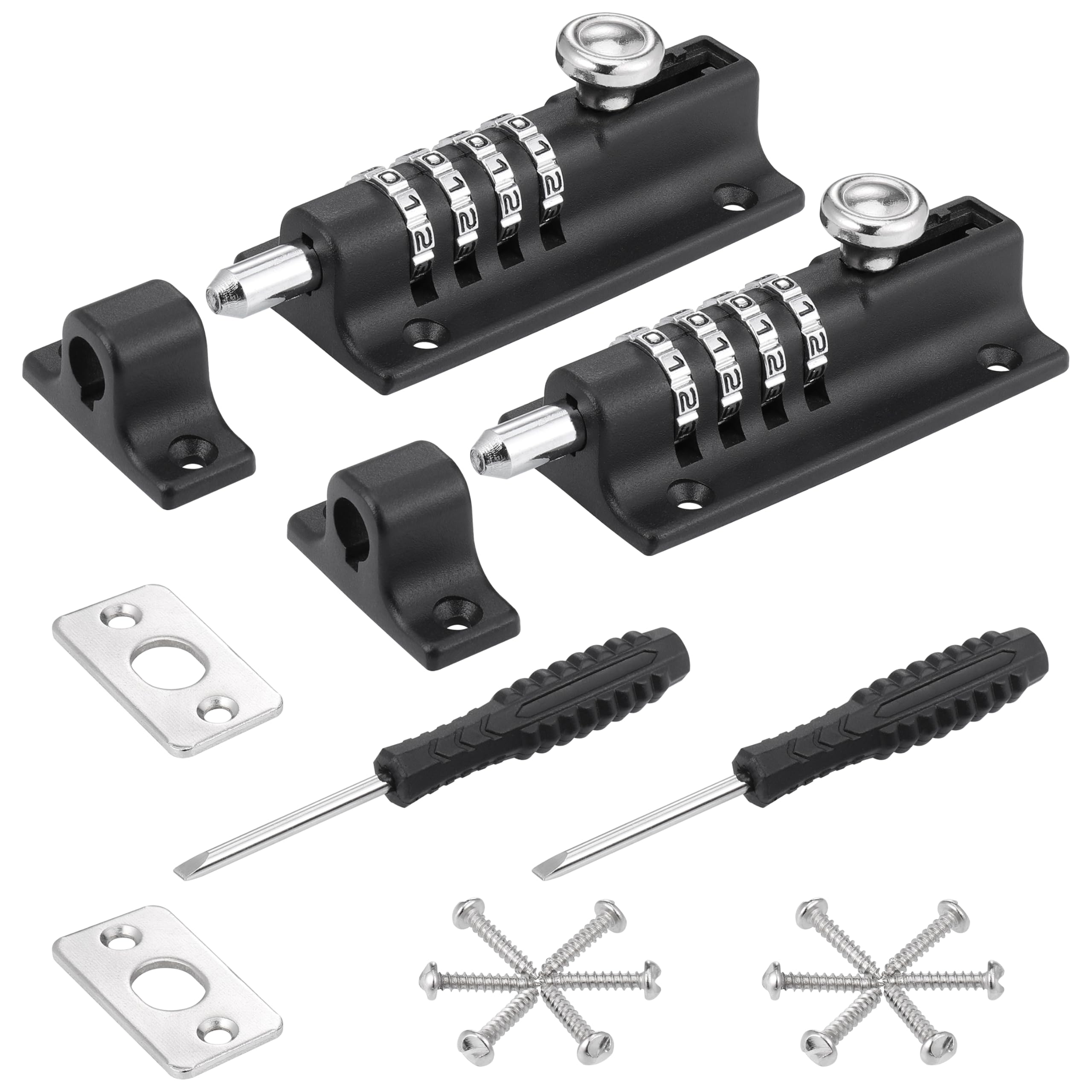 Fentar 2Pcs Combination Locking Bolt, Heavy Duty Gate Bolt with Screws