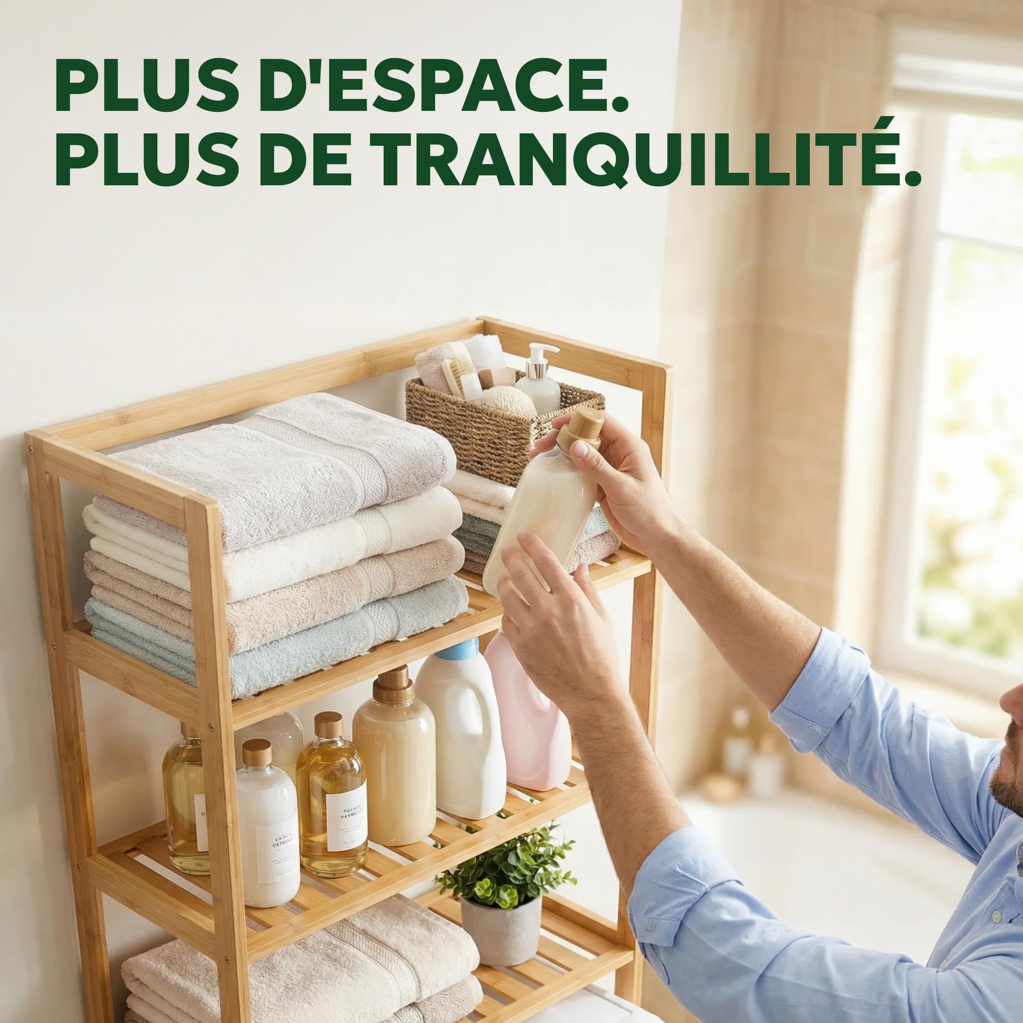 Meuble Machine à Laver Bambou - Meuble Buanderie Bois - Dessus Lave Linge | MY FAT GORILLA Meuble Machine à Laver Bambou 3 Étagères Bois – Meuble de Buanderie Dessus Lave Linge 66x26x170 cm