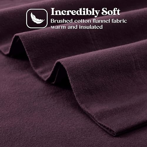 Miniatura 9 de Juego de sábanas de algodón con franela superior, franela, Púrpura, gemelo