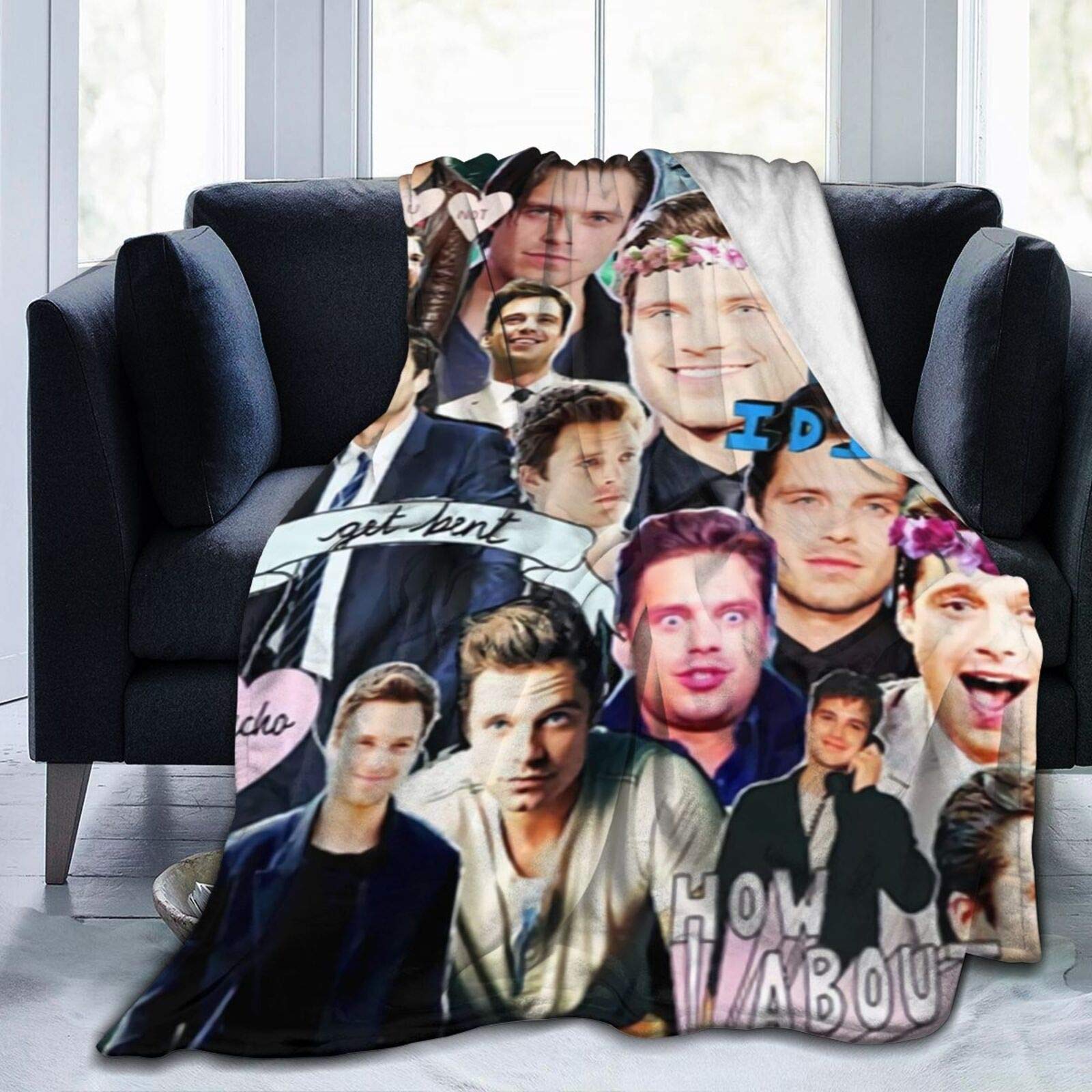 Suehome Sebastian Stan Bucky Barnes Soft and Comfortable Warm Fleece Blanket for Sofa, Bed, Office Knee pad,Bed car Camp Couch Cozy Plush Throw Blankets