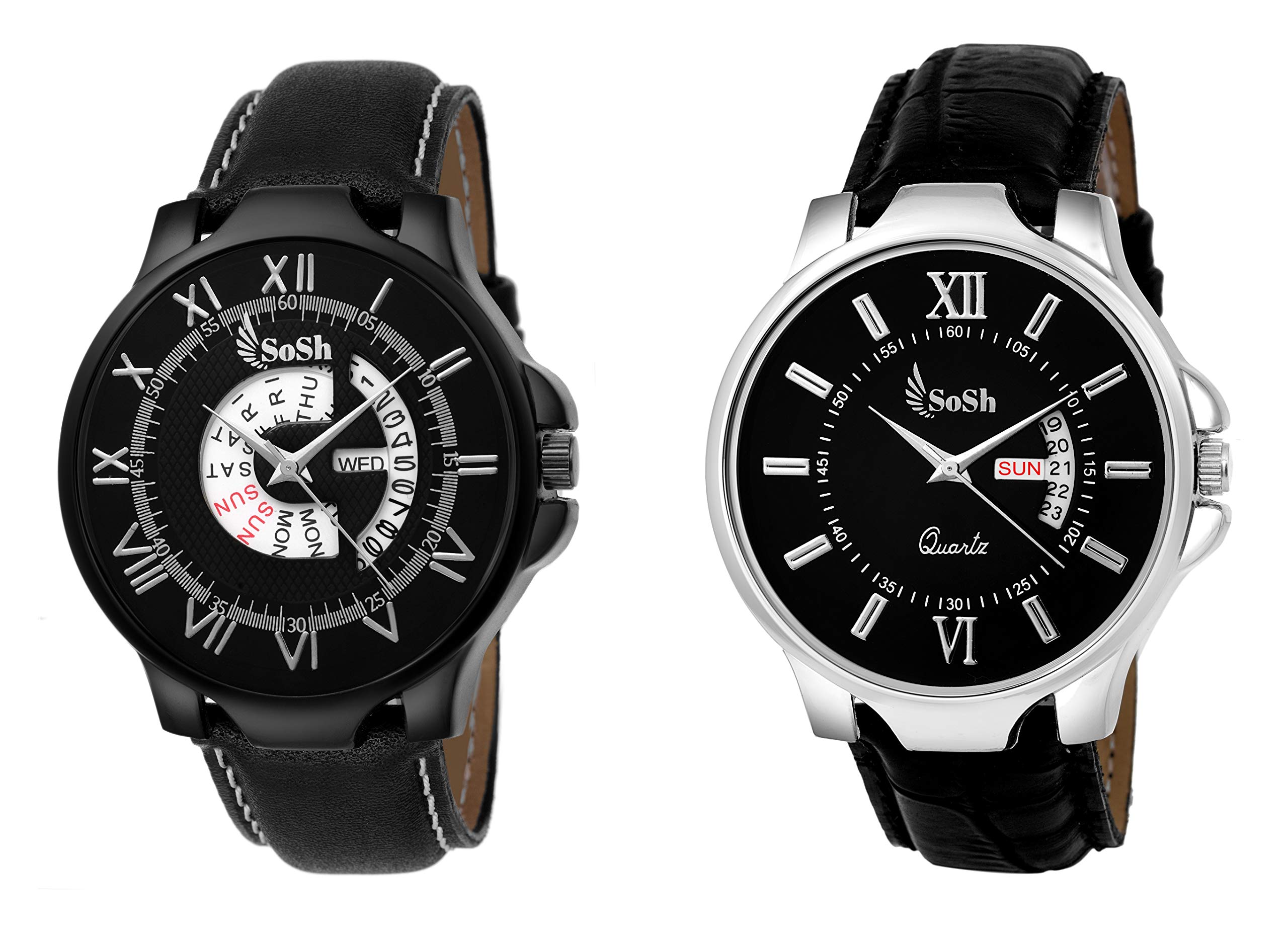 SoSh Analogue Black Dial Mens & Boys Stylish Watch - SDD16, Pack of 2 (B07C74RSQJ) Amazon Price History, Amazon Price Tracker