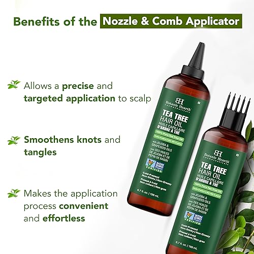 Miniatura 9 de Botanic Hearth Aceite de árbol de té 100% puro para el crecimiento del cabello  Infundido con aceites de jojoba y semillas de uva  Aceite para el