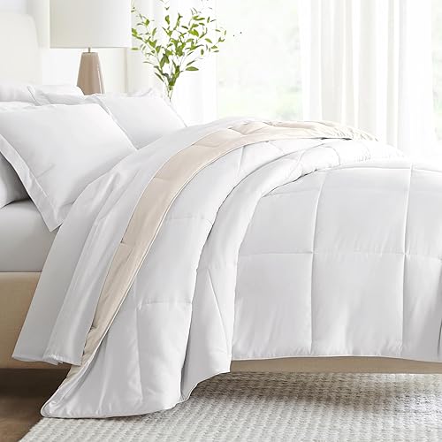 Linen Market - Juego de edredón reversible prémium con relleno alternativo