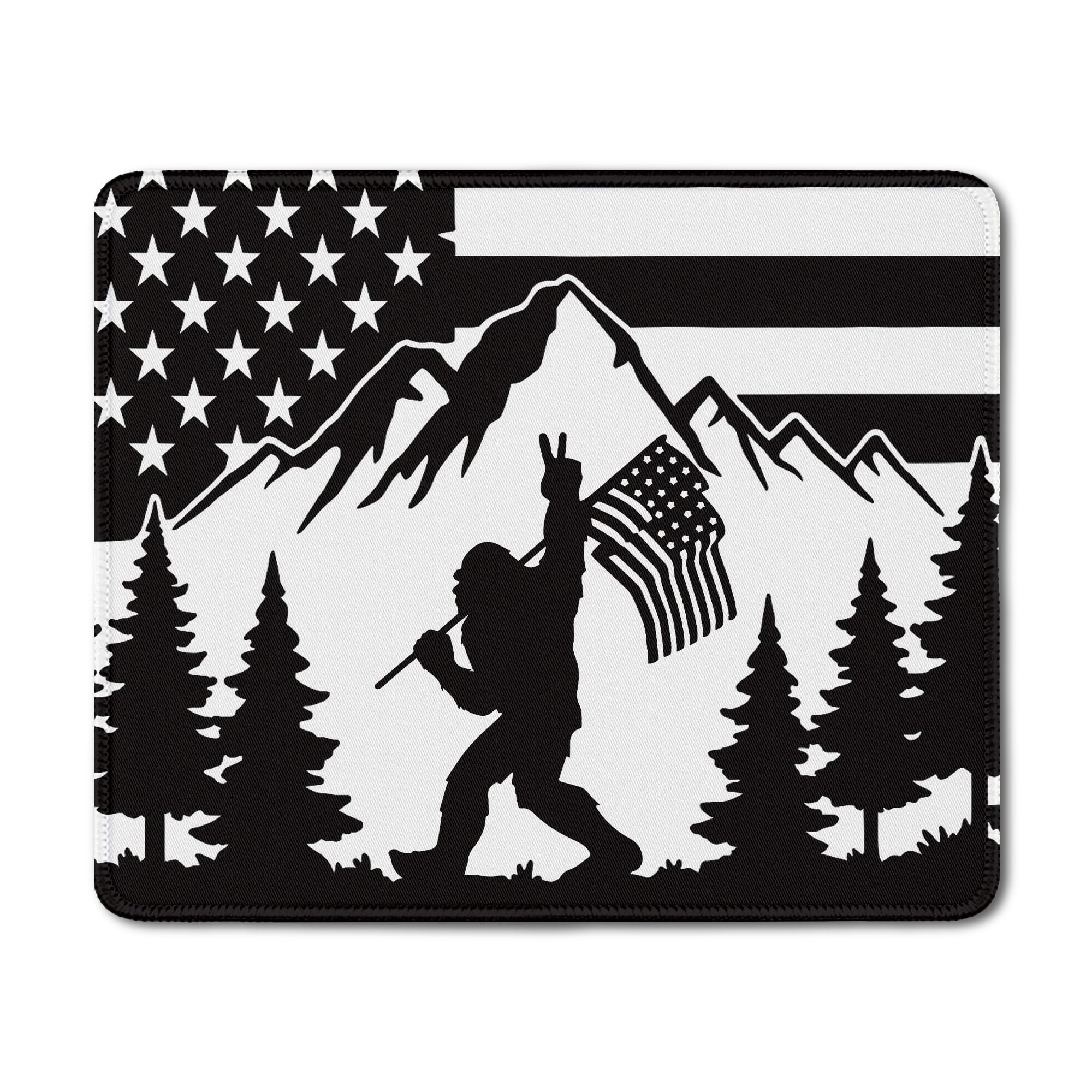 Patriotic Sasquatch Mouse Pad - American Flag Bigfoot -10 Patriotic Sasquatch Mouse Pad - American Flag Bigfoot -10