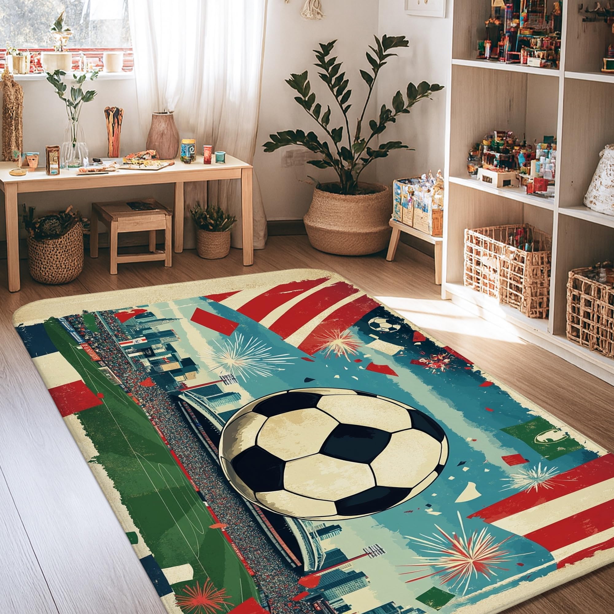 Tapis de sol rectangulaire football en éponge pour chambre