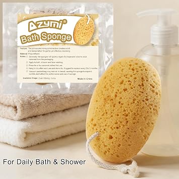 Sponges Shower, 3Pcs Soft Bath Sponges for Women Men | Wash Sponges for Body Multipack, Dense Foam for Gentle & Deep Cleansing for Sensitive Dry Skin (Assorted Color Loops)