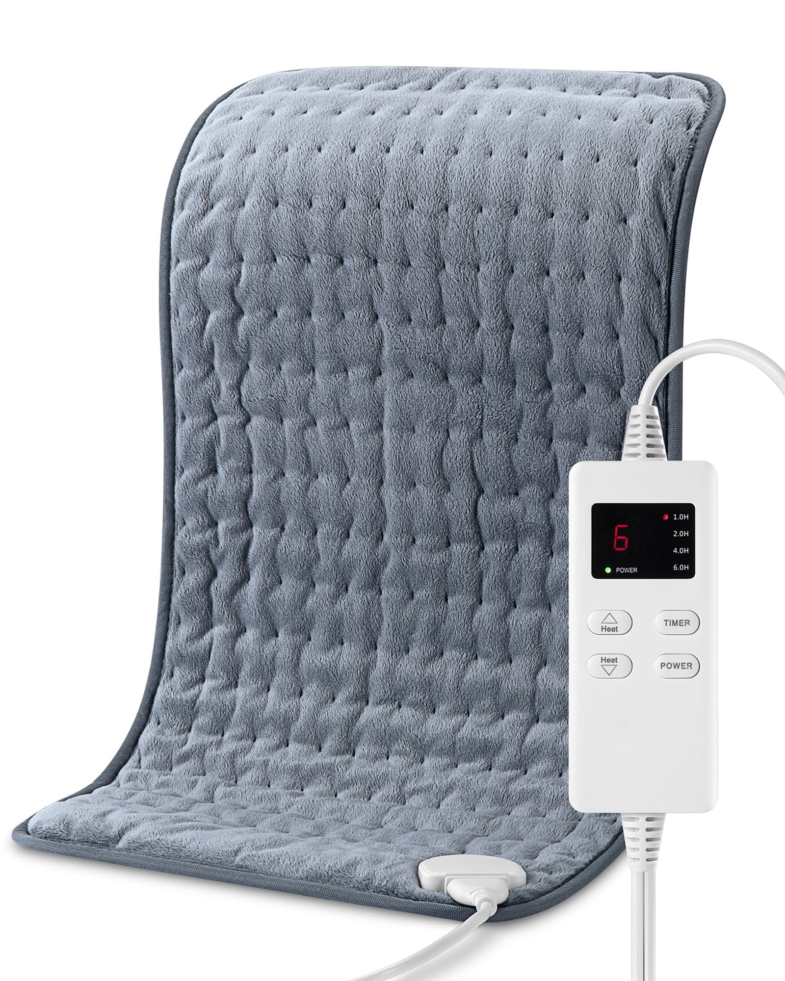 Heating Pad for Back Pain Relief, Heating Pads for Cramps with Auto Shut Off Large, 6 Heat Settings Electric Heat Pad for Neck and Shoulder, Moist Heat Option, Super Soft, 12" x 24" (Grey)