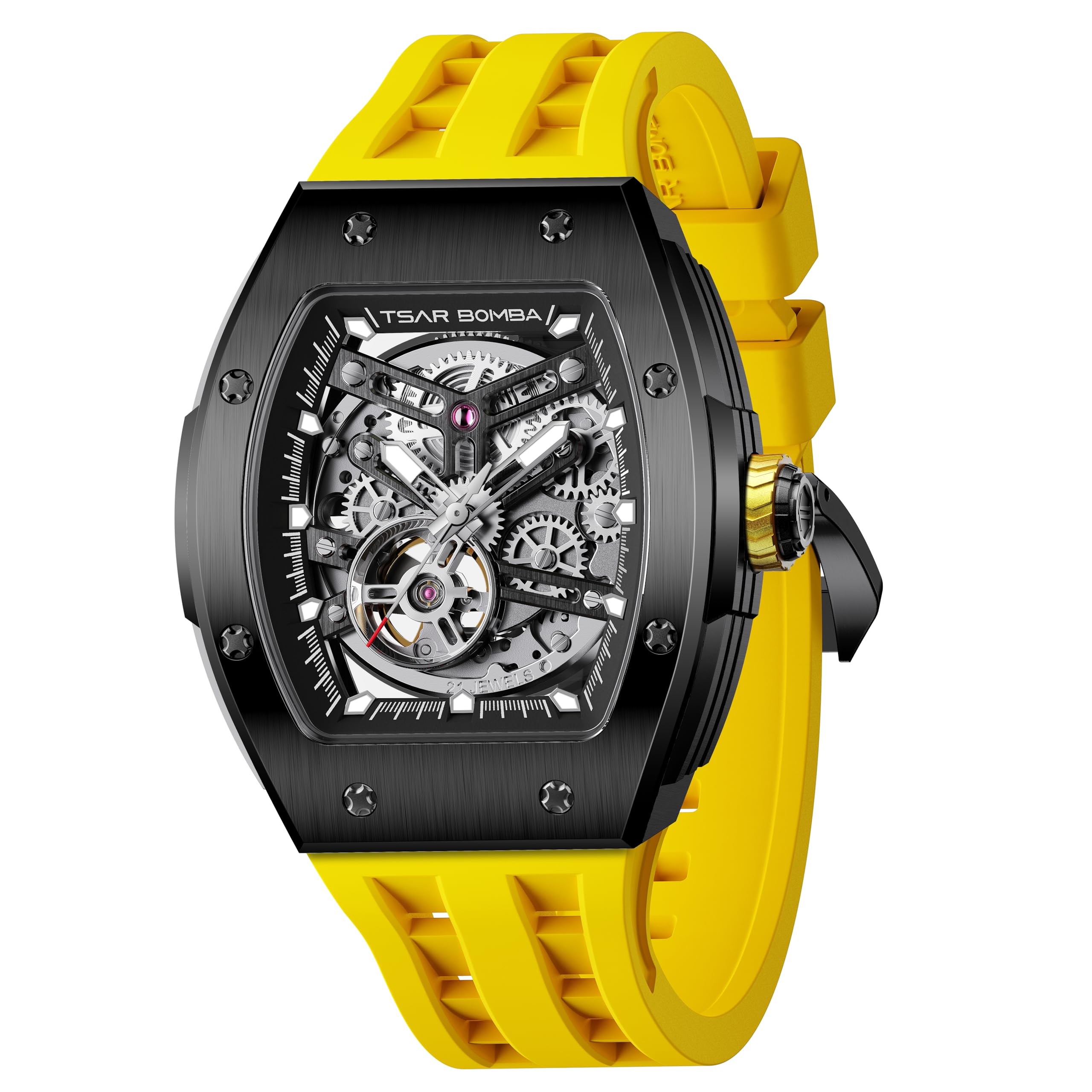 TSAR BOMBA Luxusuhr für Herren mit Quarzwerk, leuchtendem Zifferblatt, 5 ATM wasserdicht, Silikonarmband – Business-Herrenuhr als Festtagsgeschenk